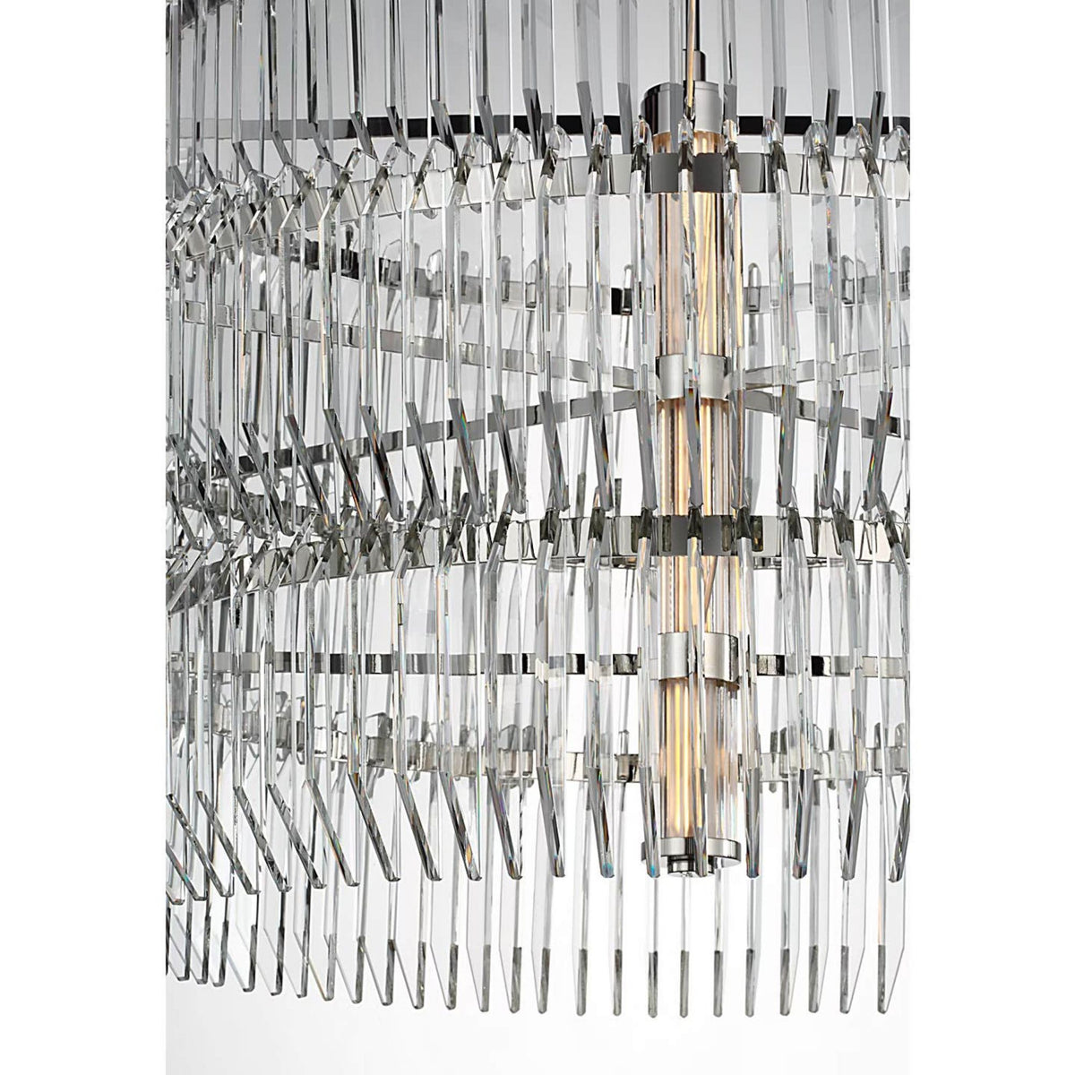 Waterford Killarney 32" Layered Drum Chandelier in Polished Nickel with Clear Crystal W32"