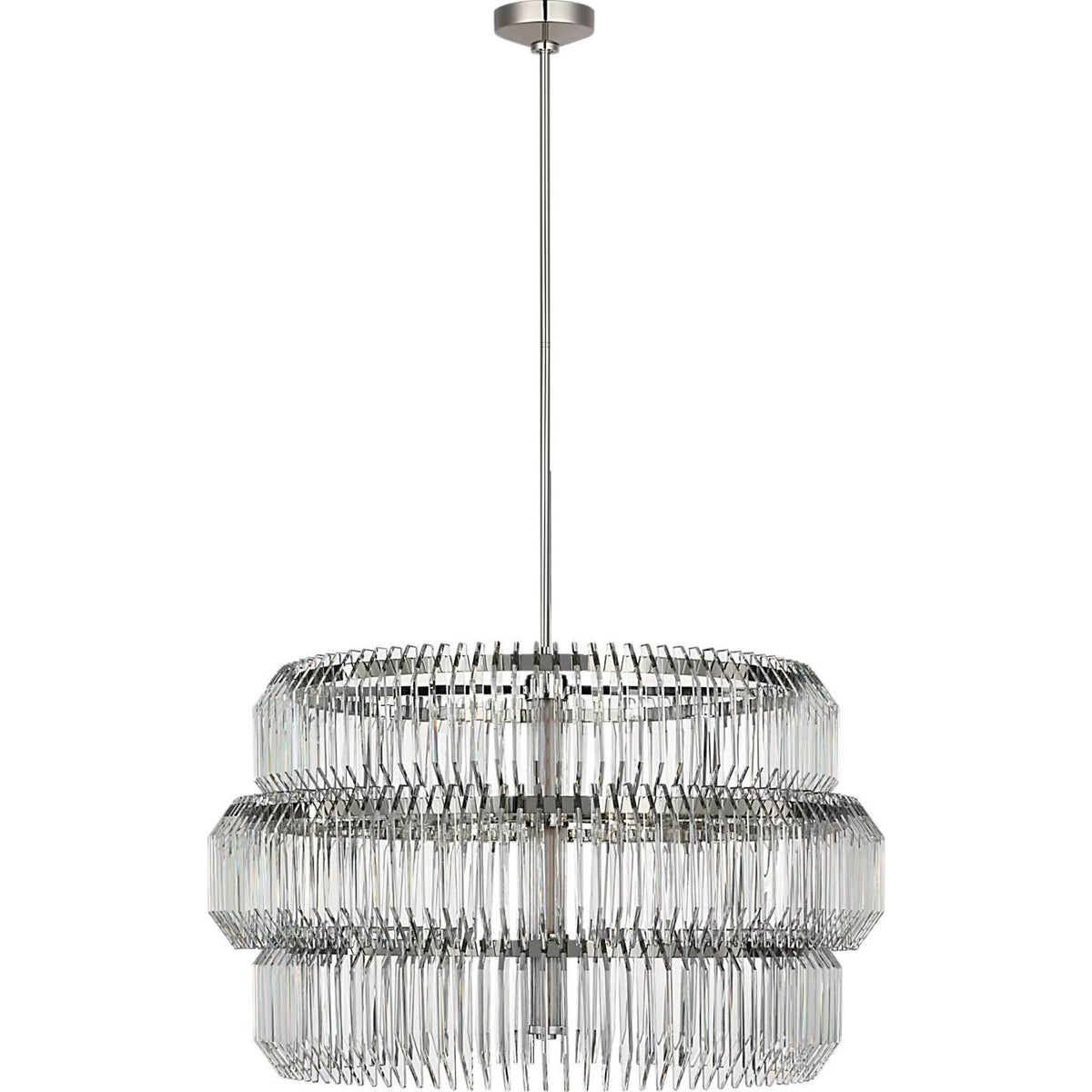 Waterford Killarney 32" Layered Drum Chandelier in Polished Nickel with Clear Crystal W32"