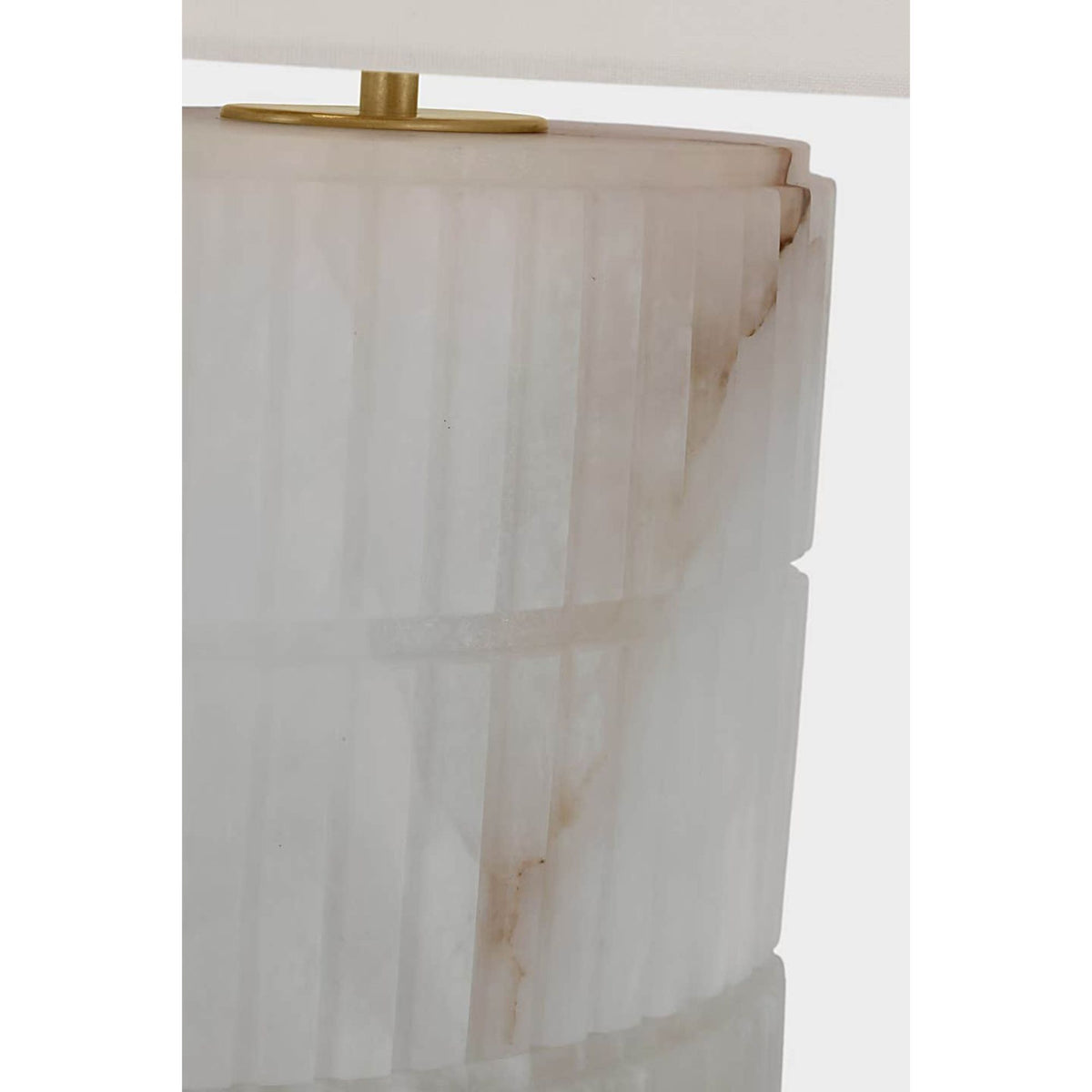 Windsor Smith Kapittel Large Table Lamp in Alabaster with Linen Shade W18" x H30"