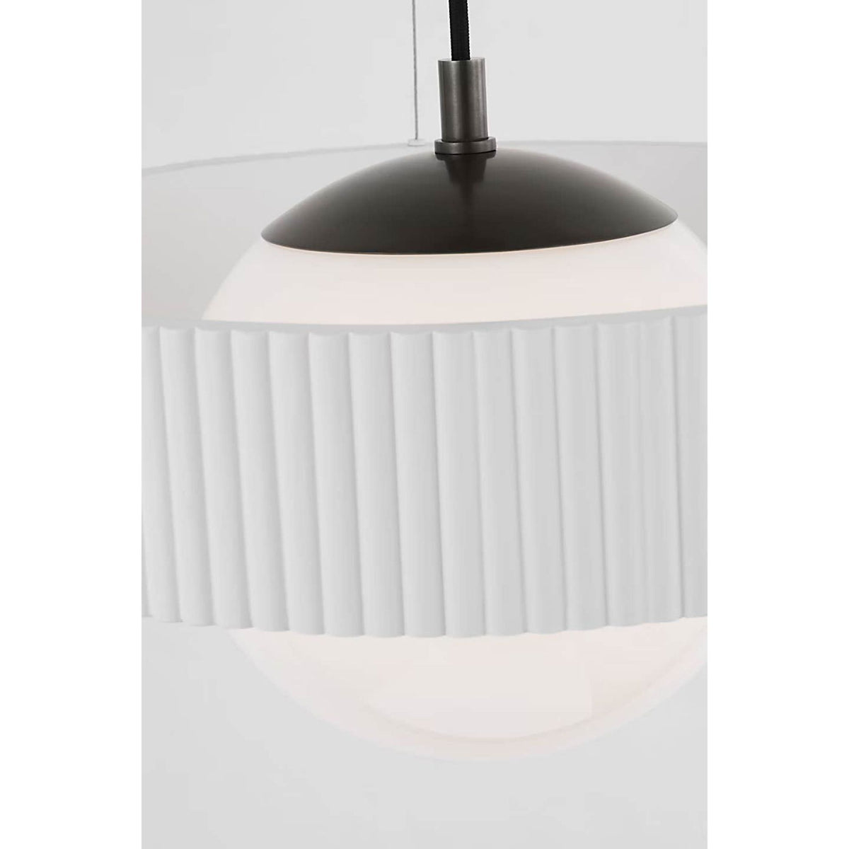 Windsor Smith Arena 18" Ring and Globe Chandelier in Bronze and Matte White with White Glass W18"