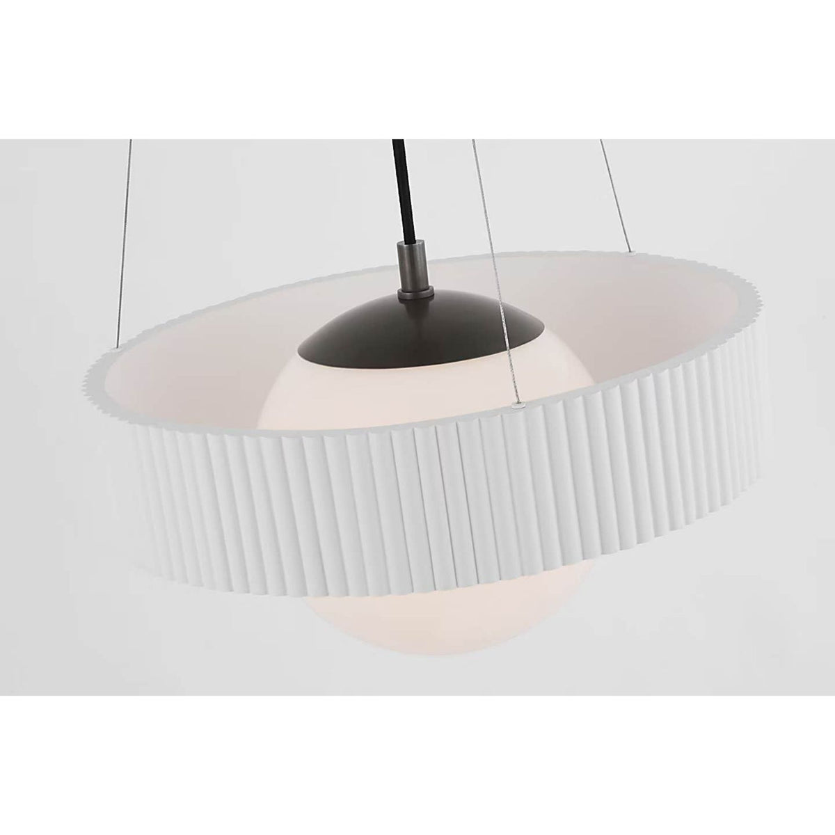 Windsor Smith Arena 18" Ring and Globe Chandelier in Bronze and Matte White with White Glass W18"