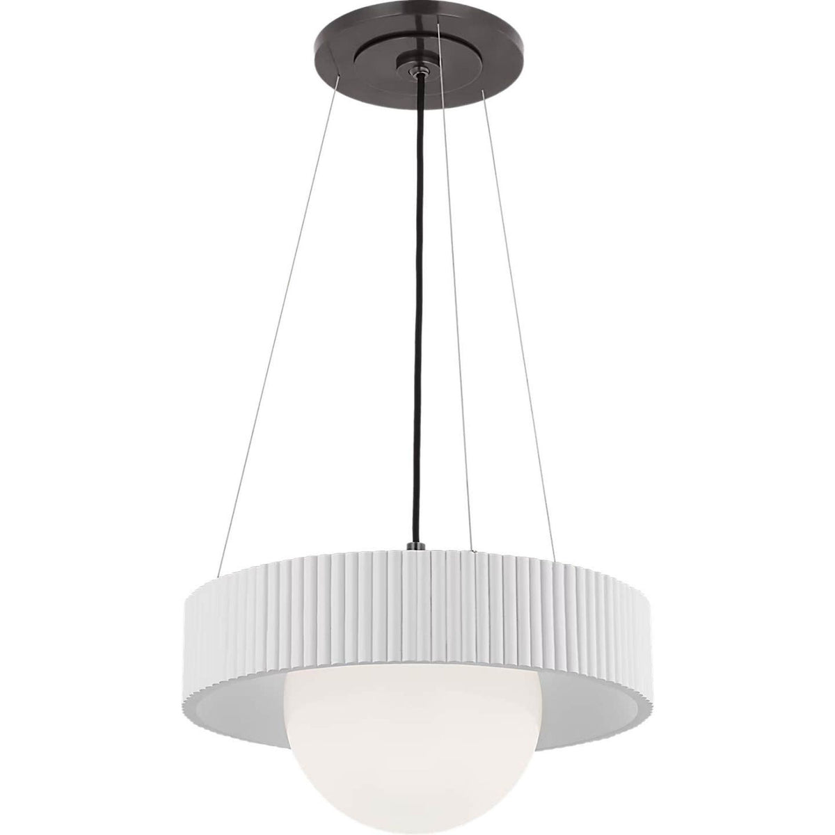 Windsor Smith Arena 18" Ring and Globe Chandelier in Bronze and Matte White with White Glass W18"