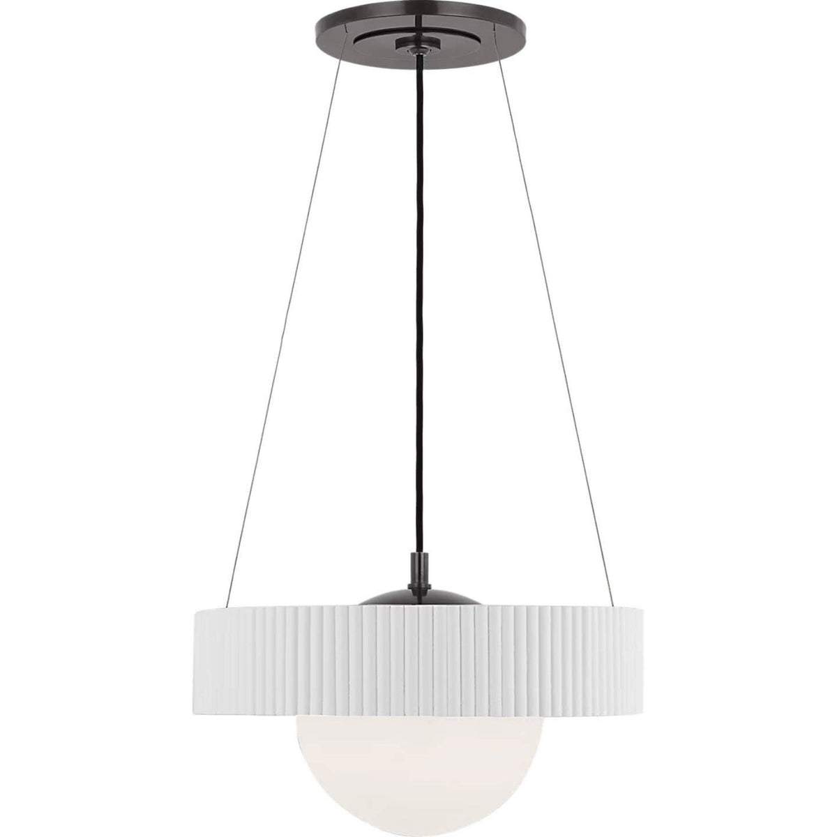 Windsor Smith Arena 18" Ring and Globe Chandelier in Bronze and Matte White with White Glass W18"
