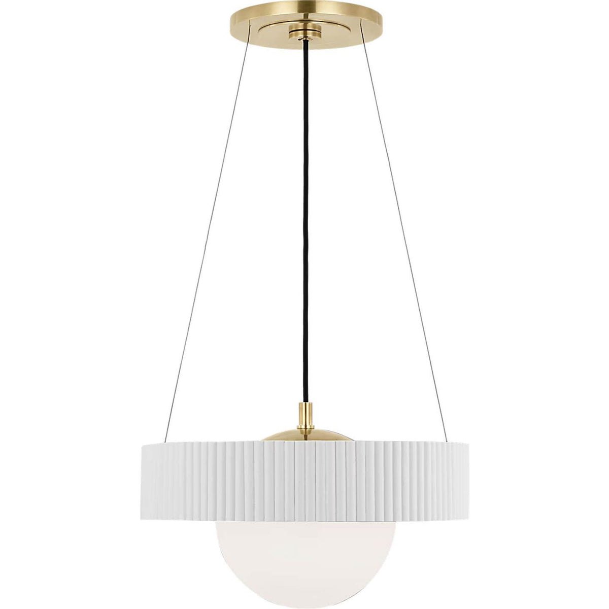 Windsor Smith Arena 18" Ring and Globe Chandelier in Hand-Rubbed Antique Brass and Matte White with White Glass W18"