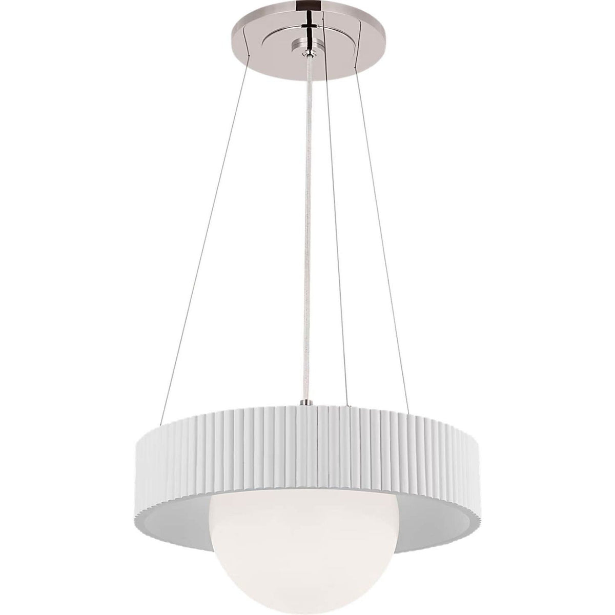 Windsor Smith Arena 18" Ring and Globe Chandelier in Polished Nickel and Matte White with White Glass W18"