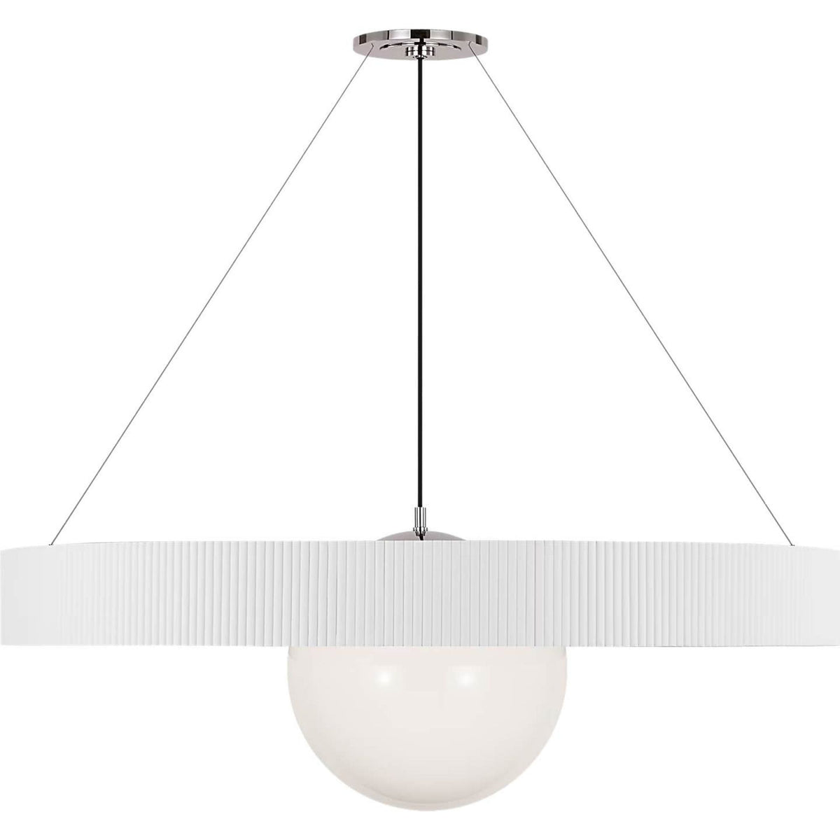 Windsor Smith Arena 53" Ring and Globe Chandelier in Polished Nickel and Matte White with White Glass W53"
