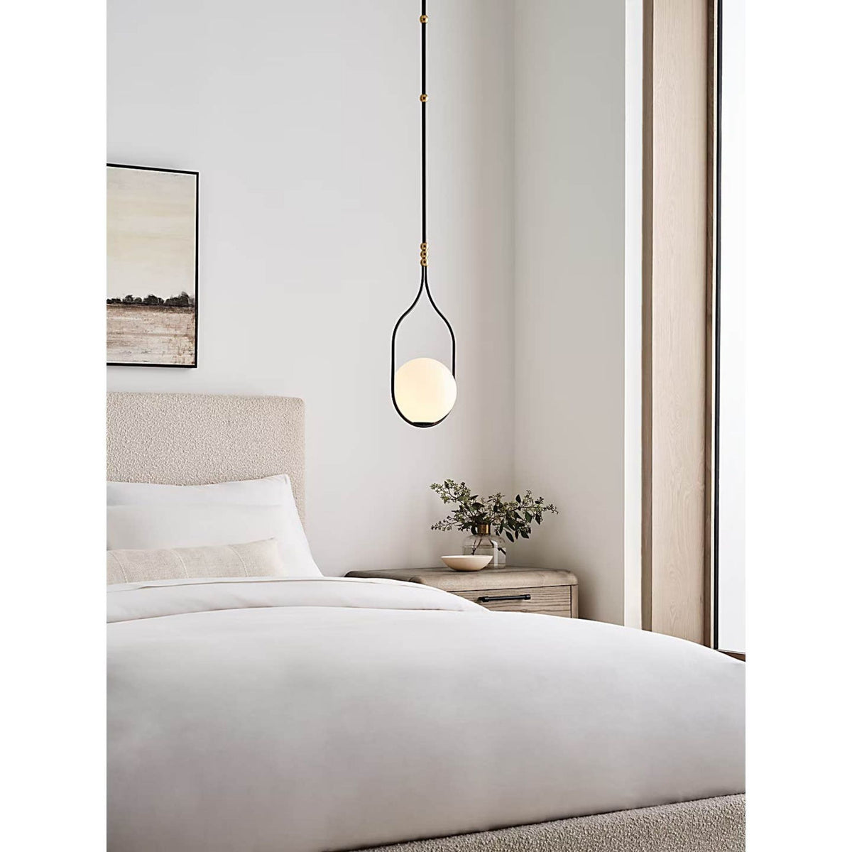 Windsor Smith Jodo 9" Pendant in Bronze and Brass with White Glass W8.75"