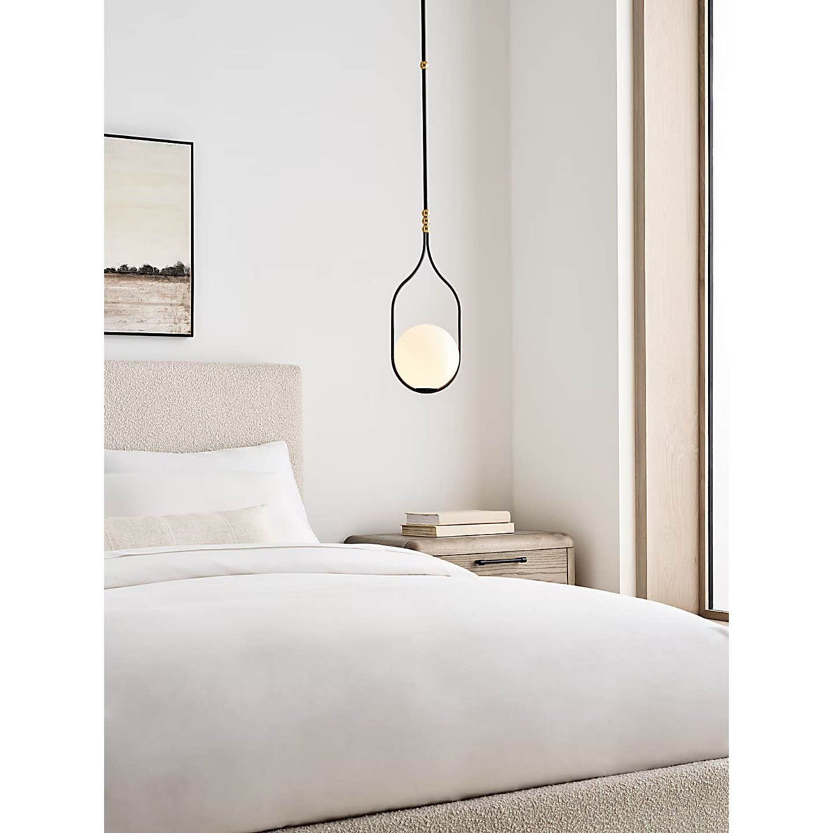 Windsor Smith Jodo 9" Pendant in Bronze and Brass with White Glass W8.75"