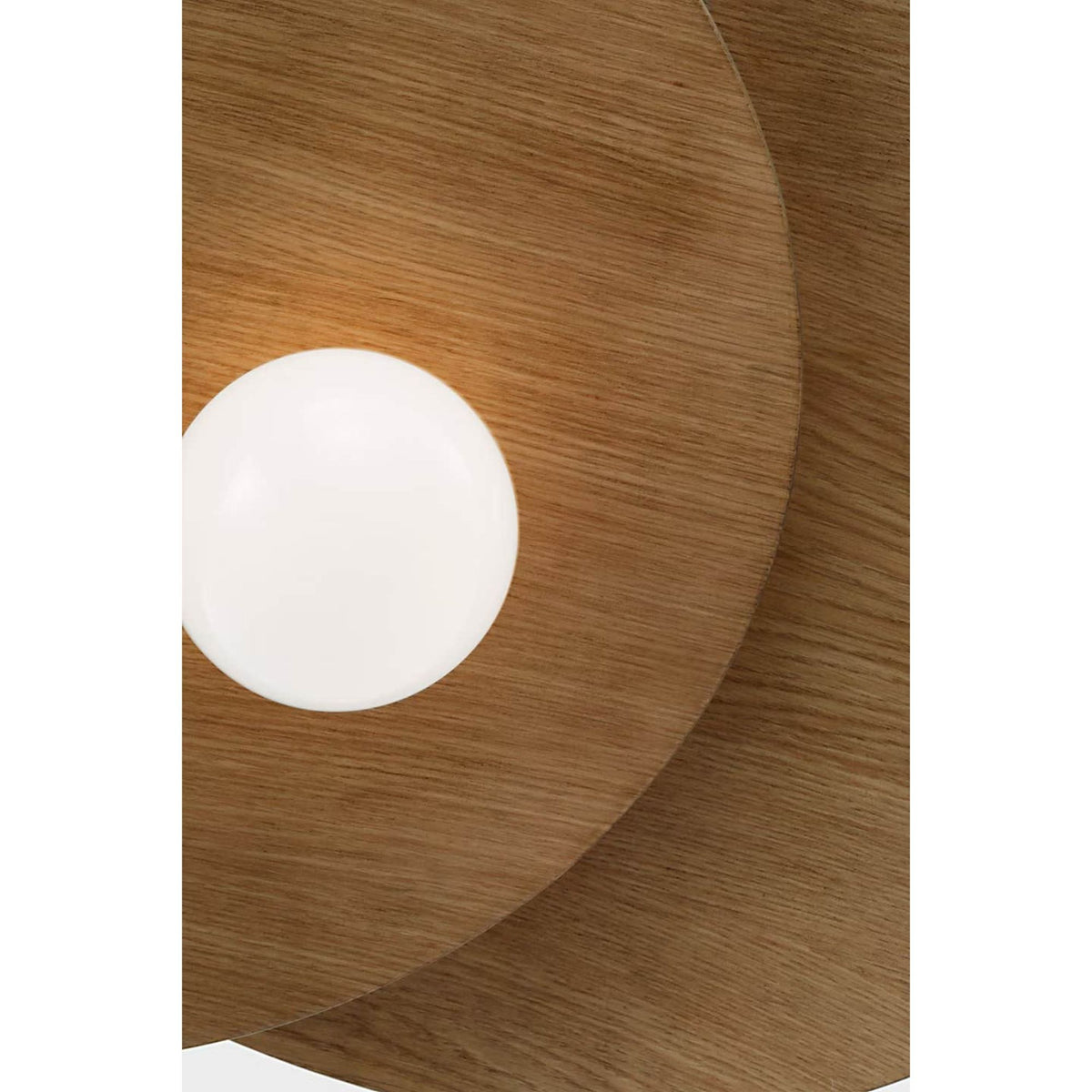 Windsor Smith Mahalo 32" Tiered Pendant in Hand-Rubbed Antique Brass and Natural Oak with White Glass W32"