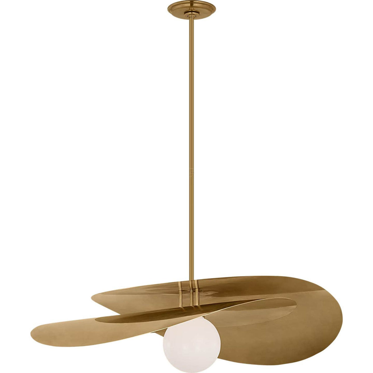 Windsor Smith Mahalo 32" Tiered Pendant in Hand-Rubbed Antique Brass with White Glass W32"