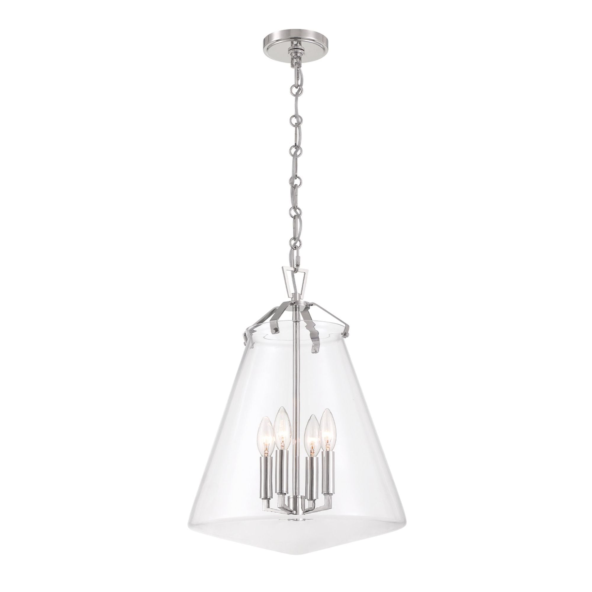 Voss 4 Light Polished Nickel Pendant Clear Glass 15.25"W x 20"H x 15.25"D