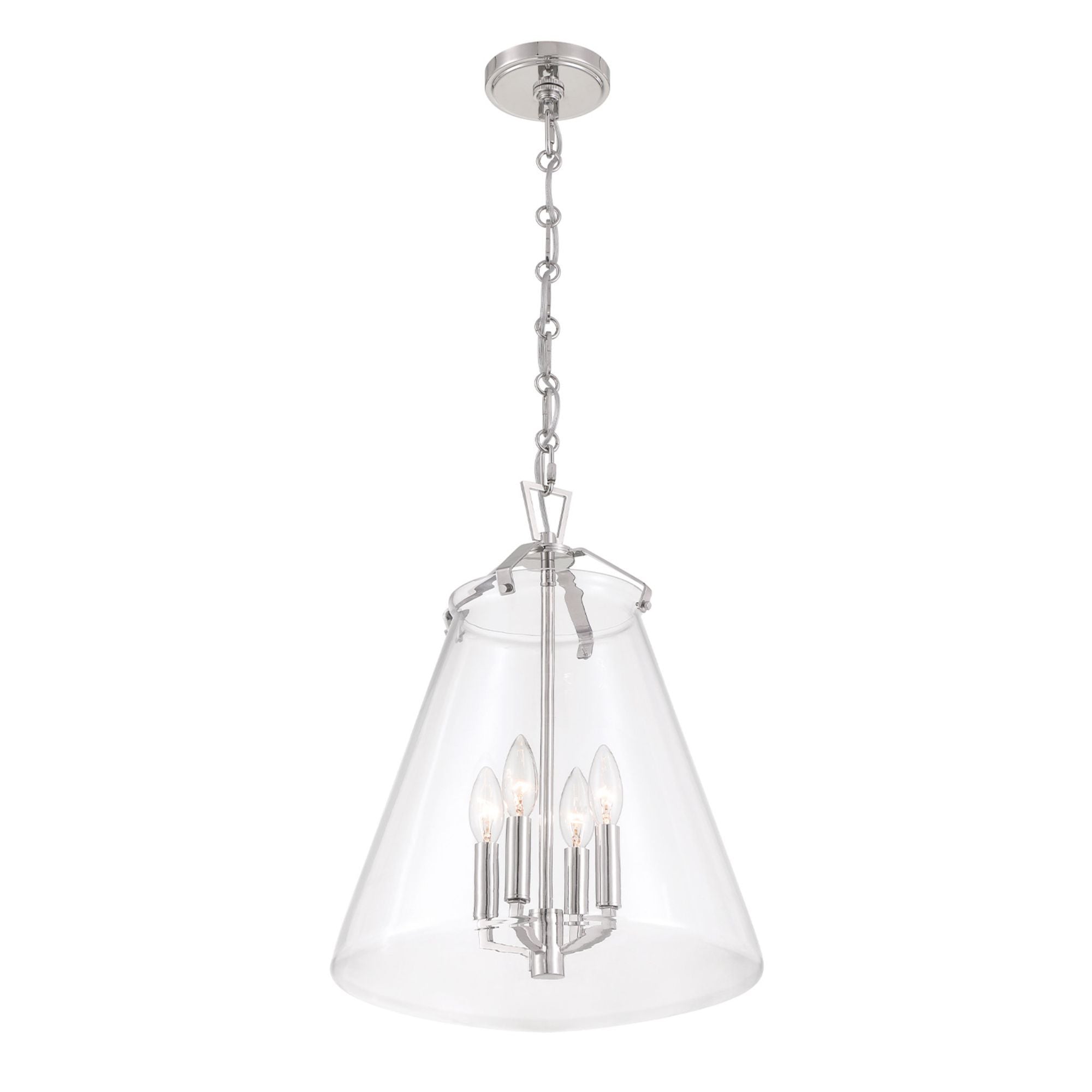Voss 4 Light Polished Nickel Pendant Clear Glass 15.25"W x 20"H x 15.25"D