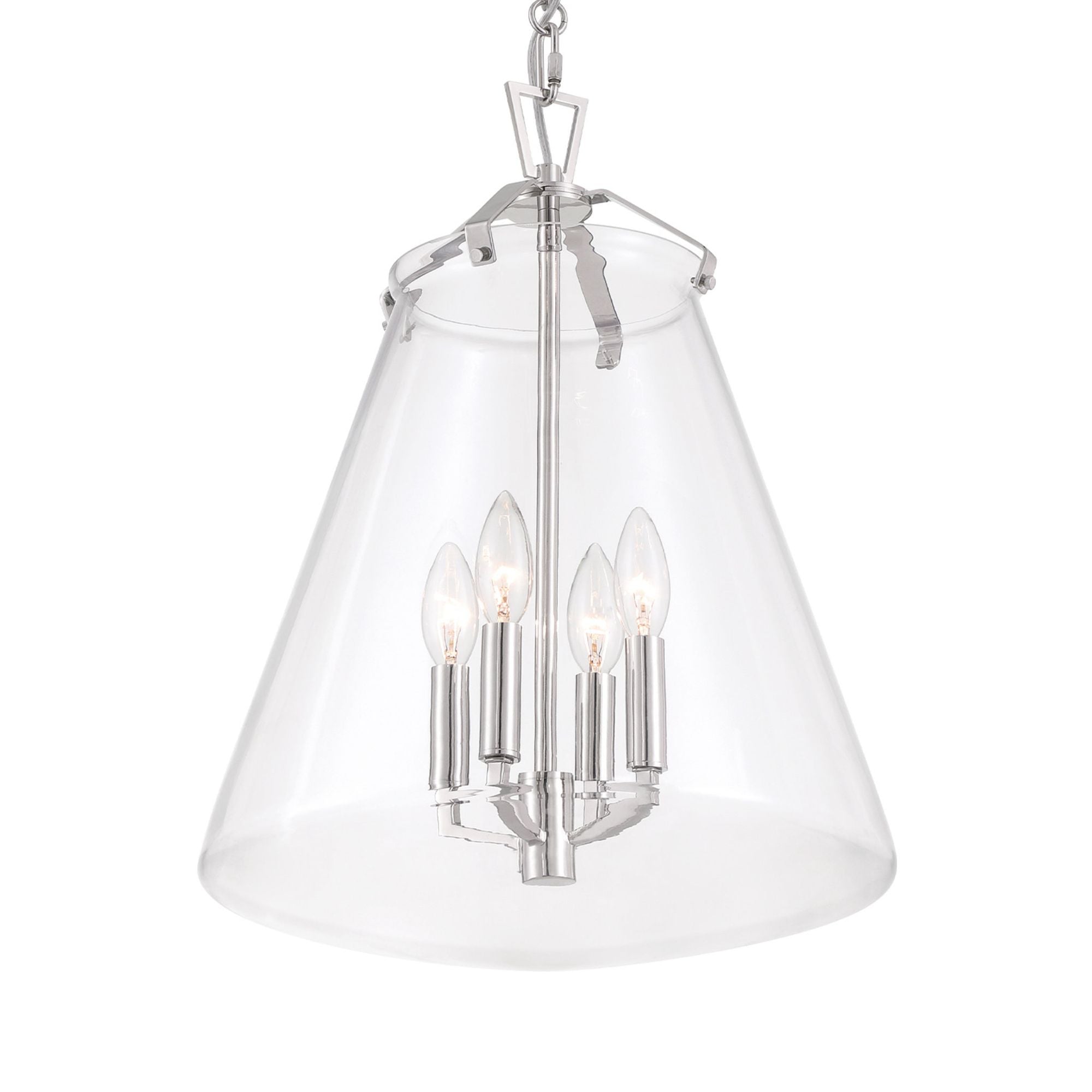 Voss 4 Light Polished Nickel Pendant Clear Glass 15.25"W x 20"H x 15.25"D