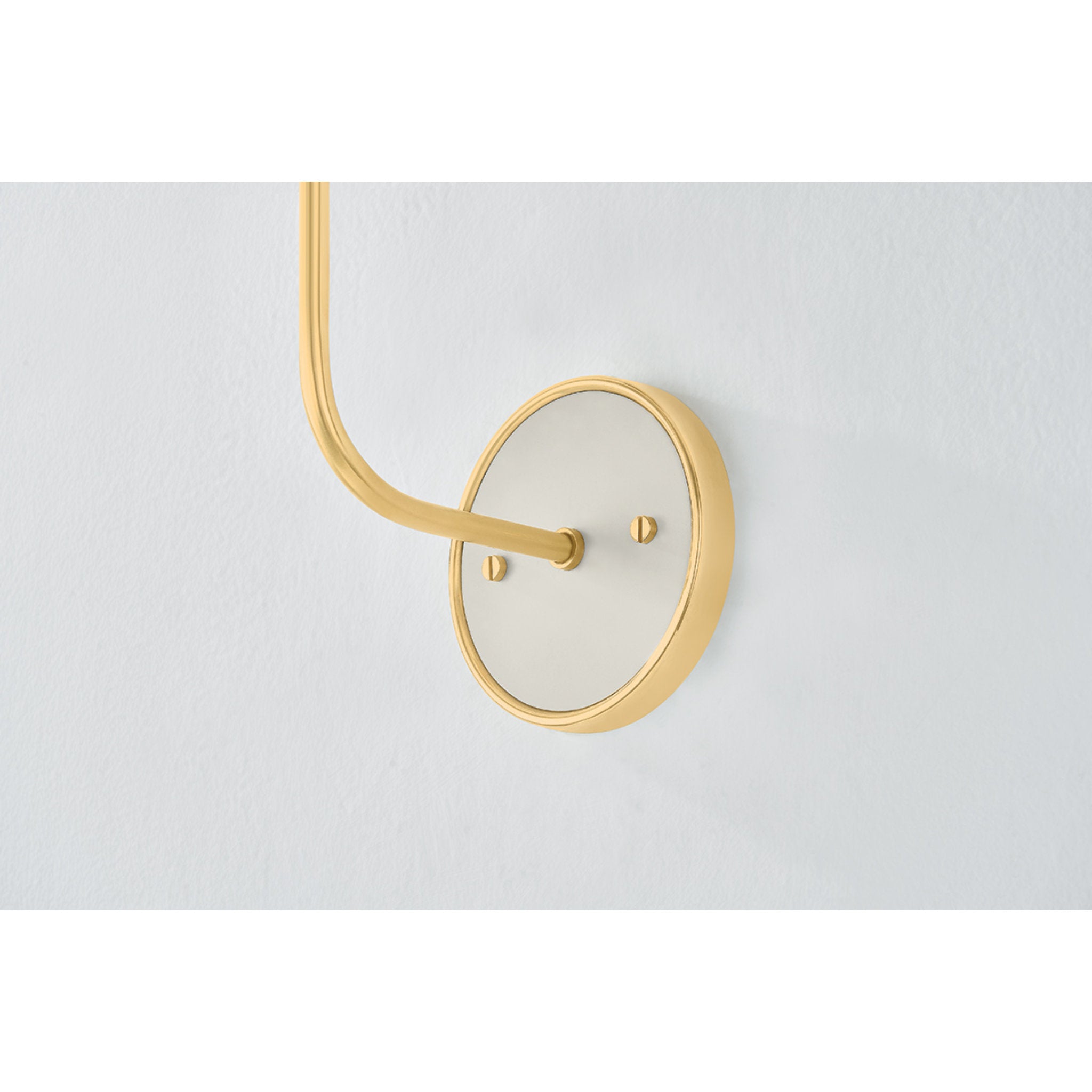 Wedgewood 1-Light Wall Sconce in Aged Brass by Mark D. Sikes 8W x 17H (Off-White)
