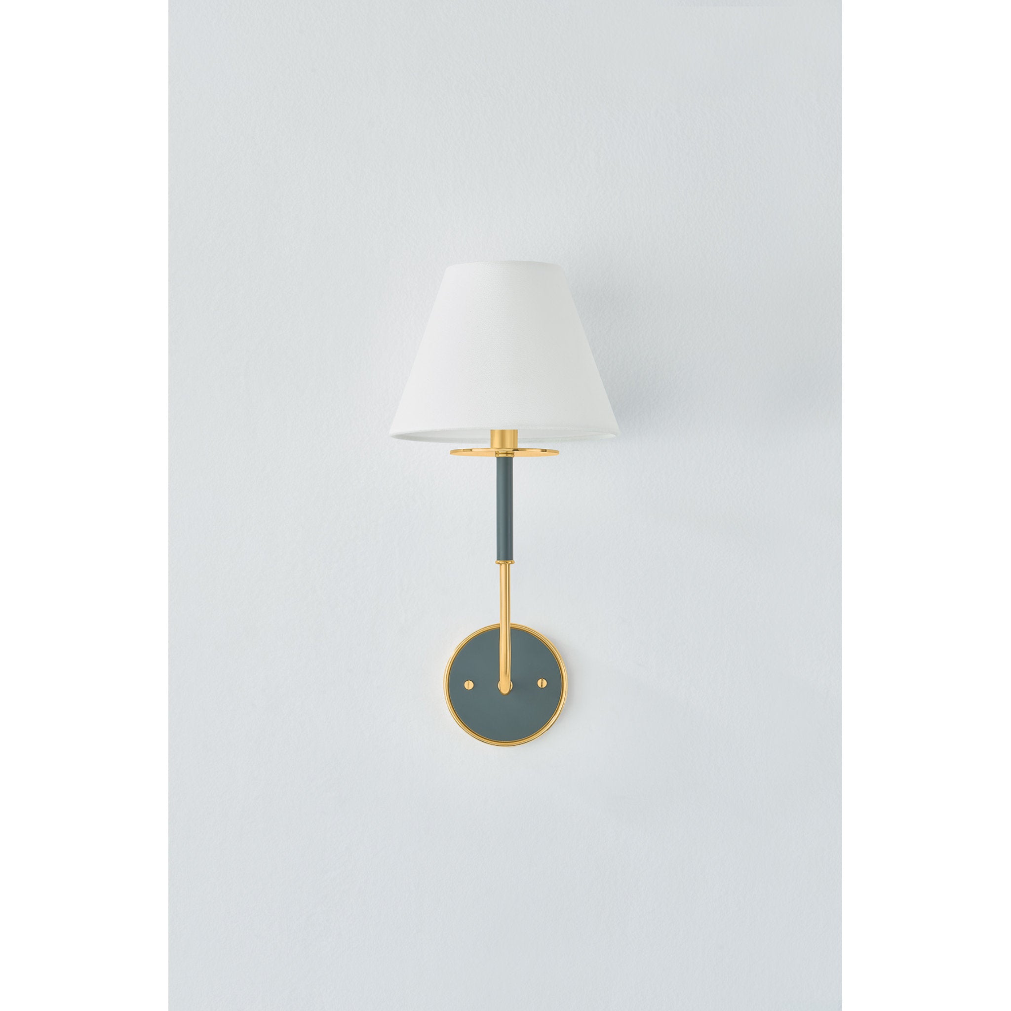 Wedgewood 1-Light Wall Sconce in Aged Brass by Mark D. Sikes 8W x 17H (Soft Studio Green)