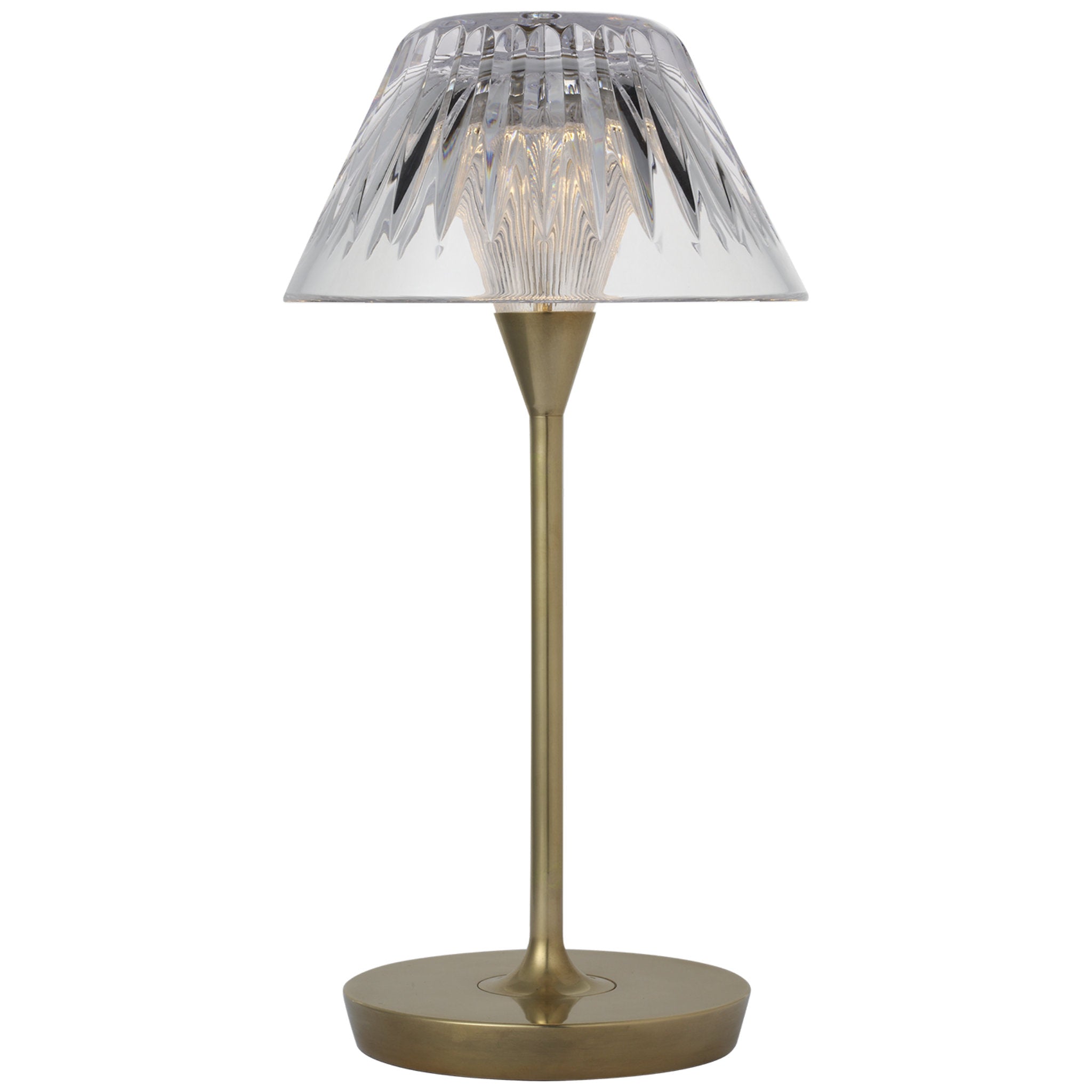 Waterford Blaze 12" Rechargeable Table Lamp in Natural Brass with Clear Crystal W5.75" x H11.75"