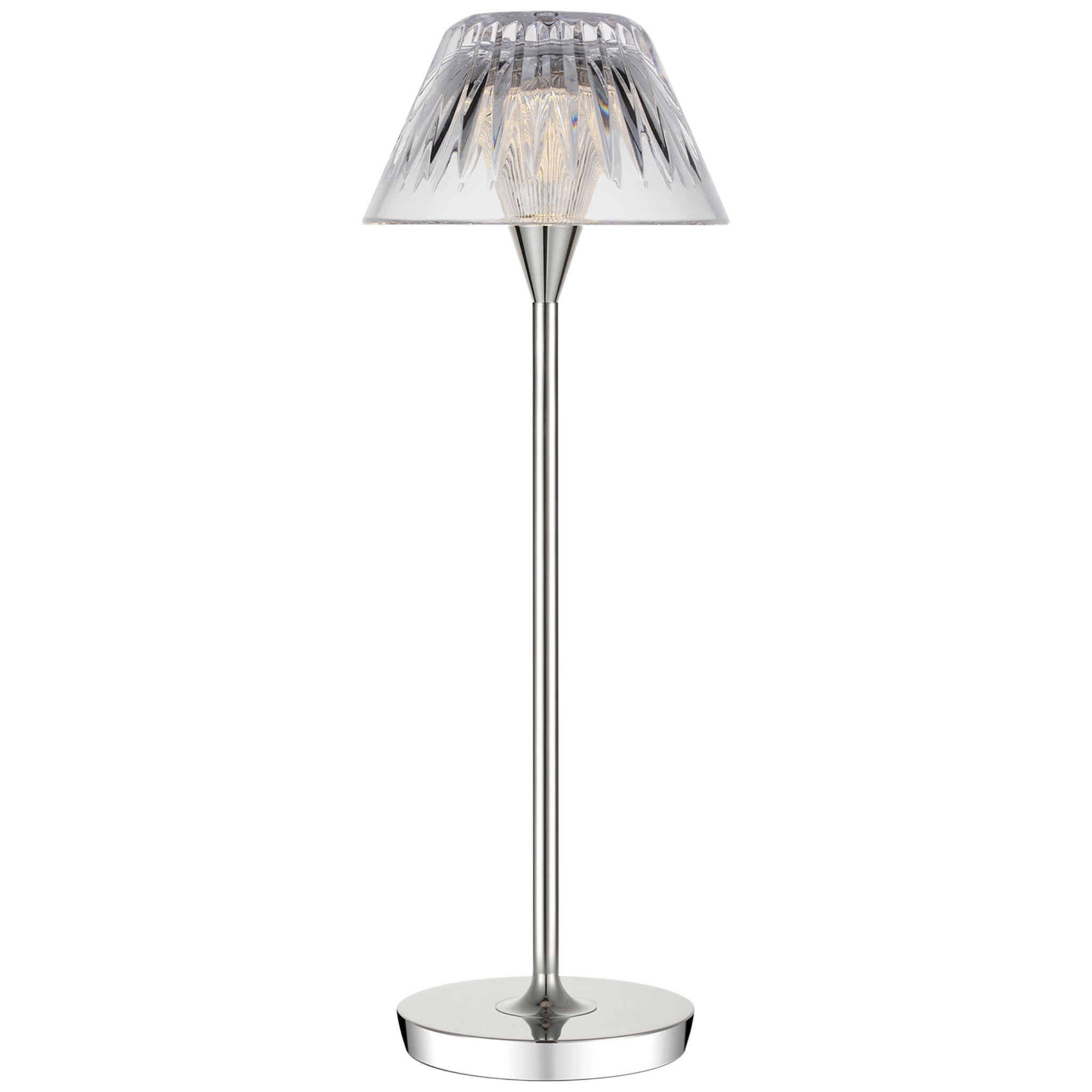 Waterford Blaze 16" Rechargeable Table Lamp in Polished Nickel with Clear Crystal W5.75" x H16.25"