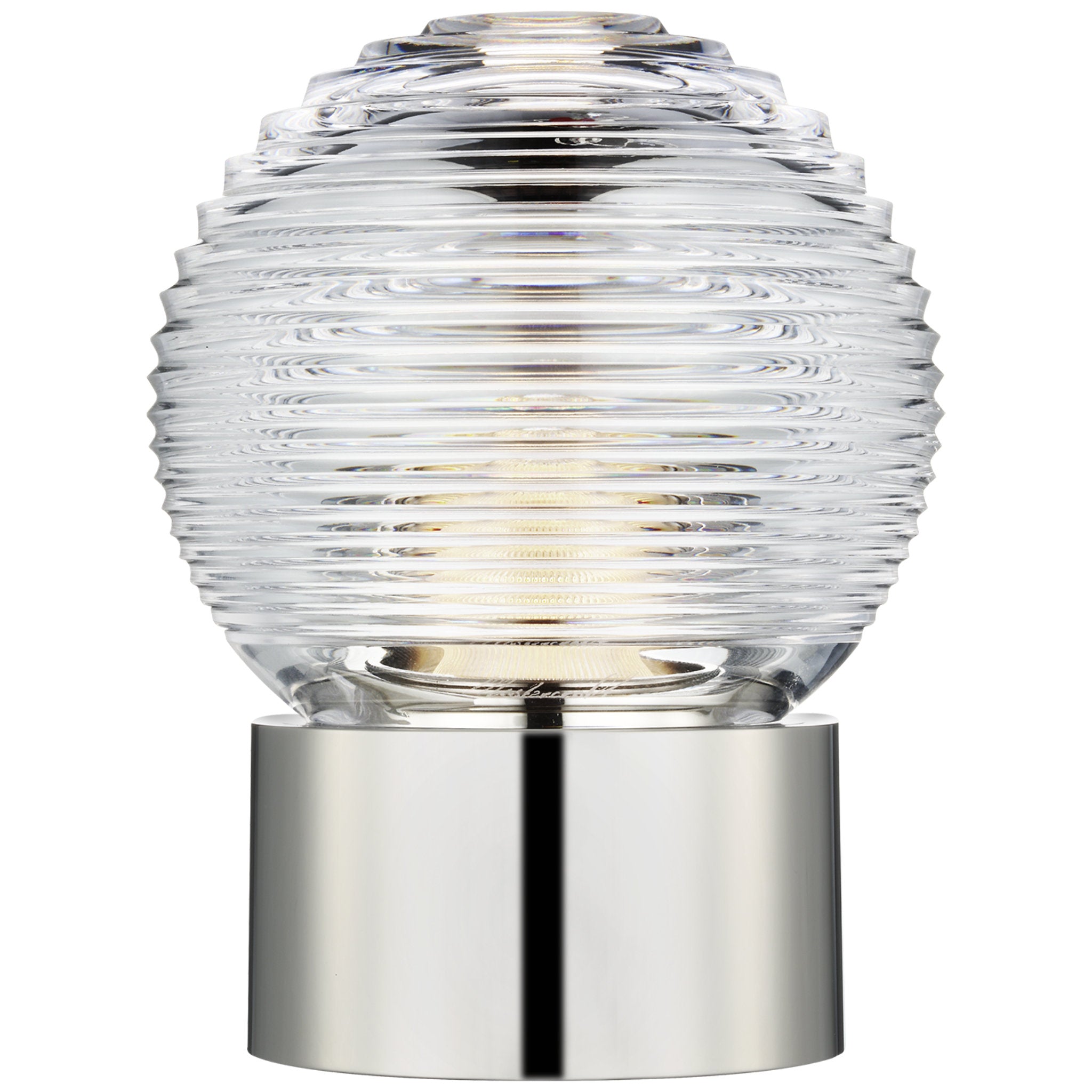 Waterford Circon 7" Rechargeable Accent Lamp in Polished Nickel with Clear Crystal Table Lamp W5" x H6.5"