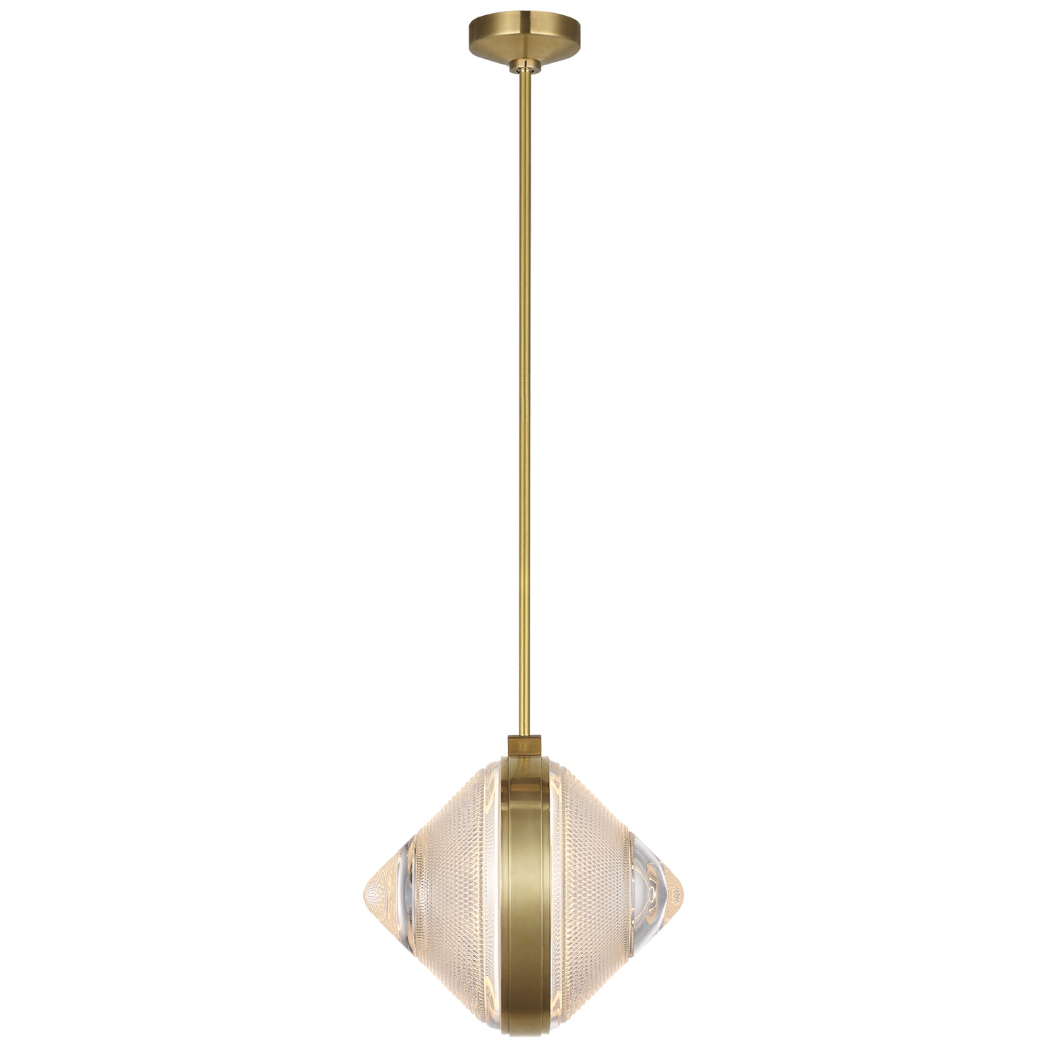 Waterford Copper Coast 15" Pendant in Natural Brass with Karo Cut Clear Crystal Ceiling Light W15"