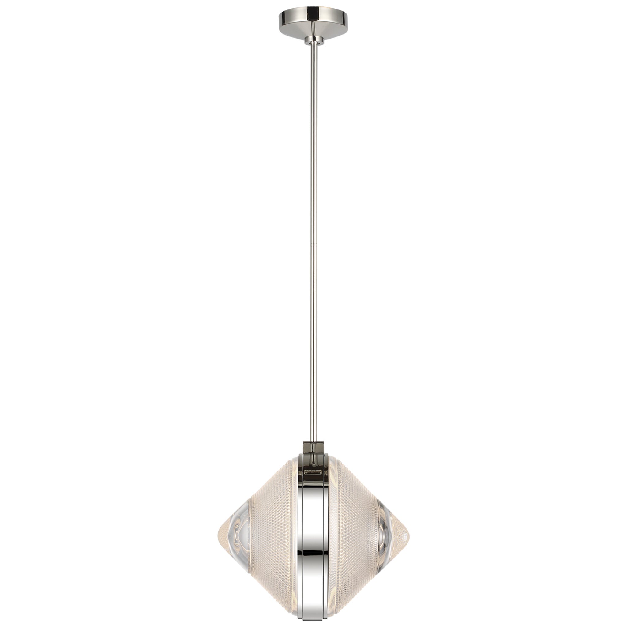 Waterford Copper Coast 15" Pendant in Polished Nickel with Karo Cut Clear Crystal Ceiling Light W15"