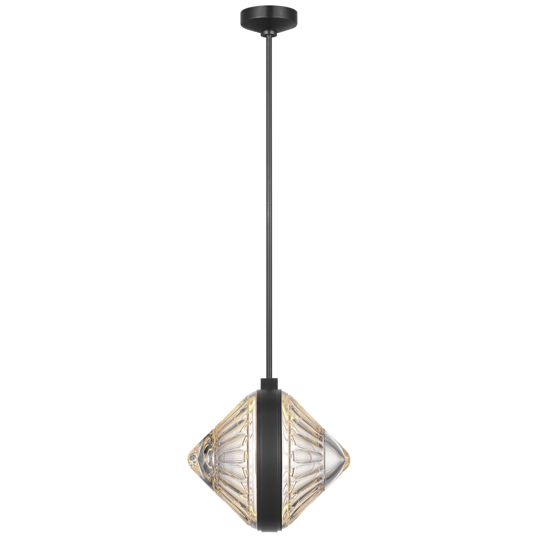 Waterford Copper Coast 15" Pendant in Bronze with Olive Cut Clear Crystal Ceiling Light W15"