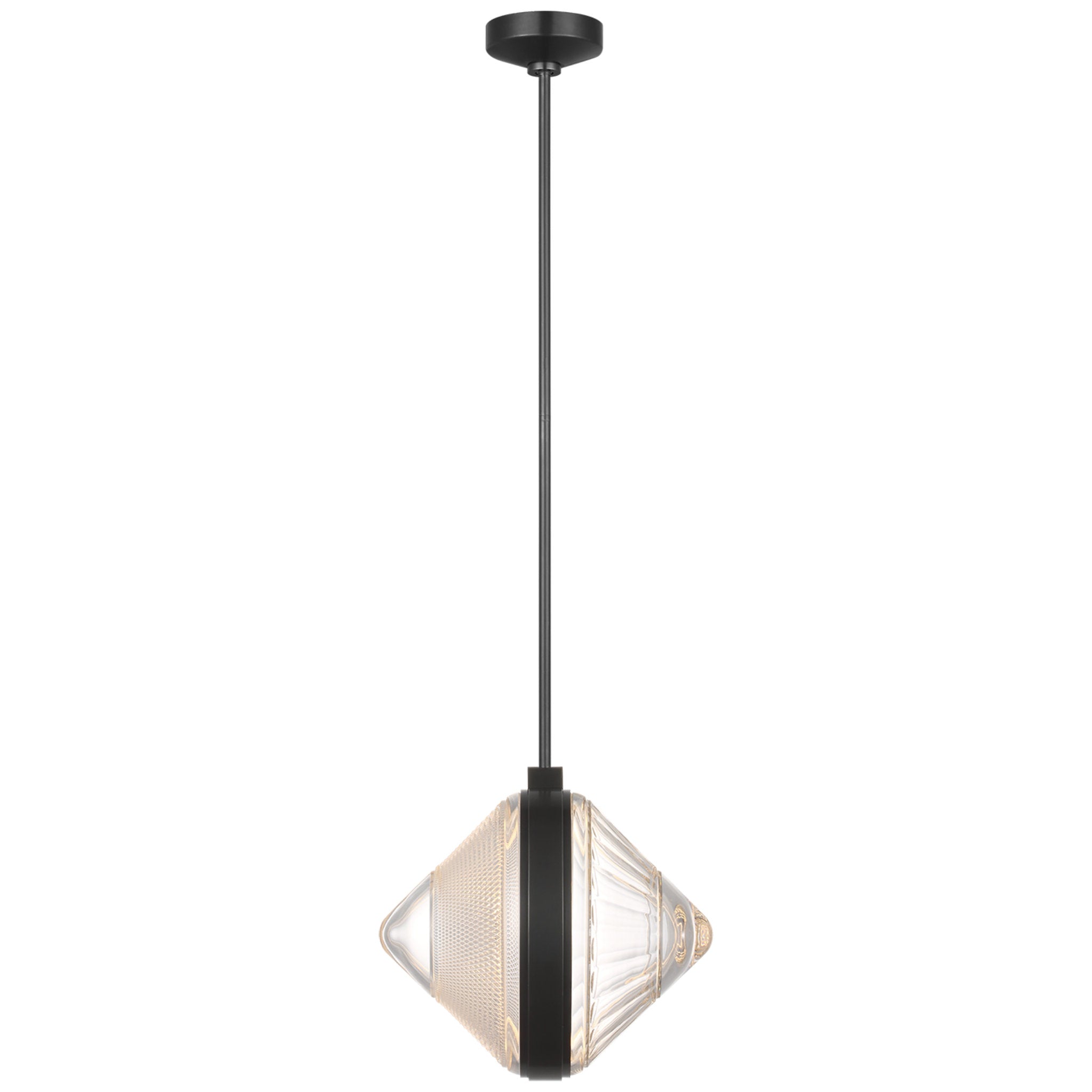 Waterford Copper Coast 15" Pendant in Bronze with Karo and Olive Cut Clear Crystal Ceiling Light W15"