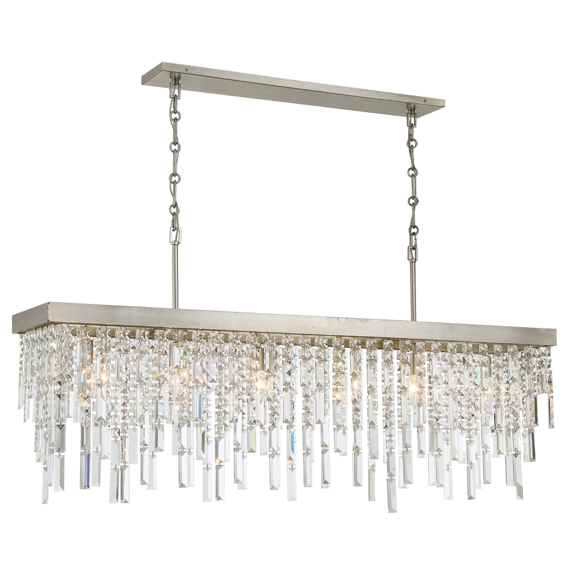 Winfield 49'' Antique Silver Linear Chandelier Silver 49"W x 24.5"H x 9"D