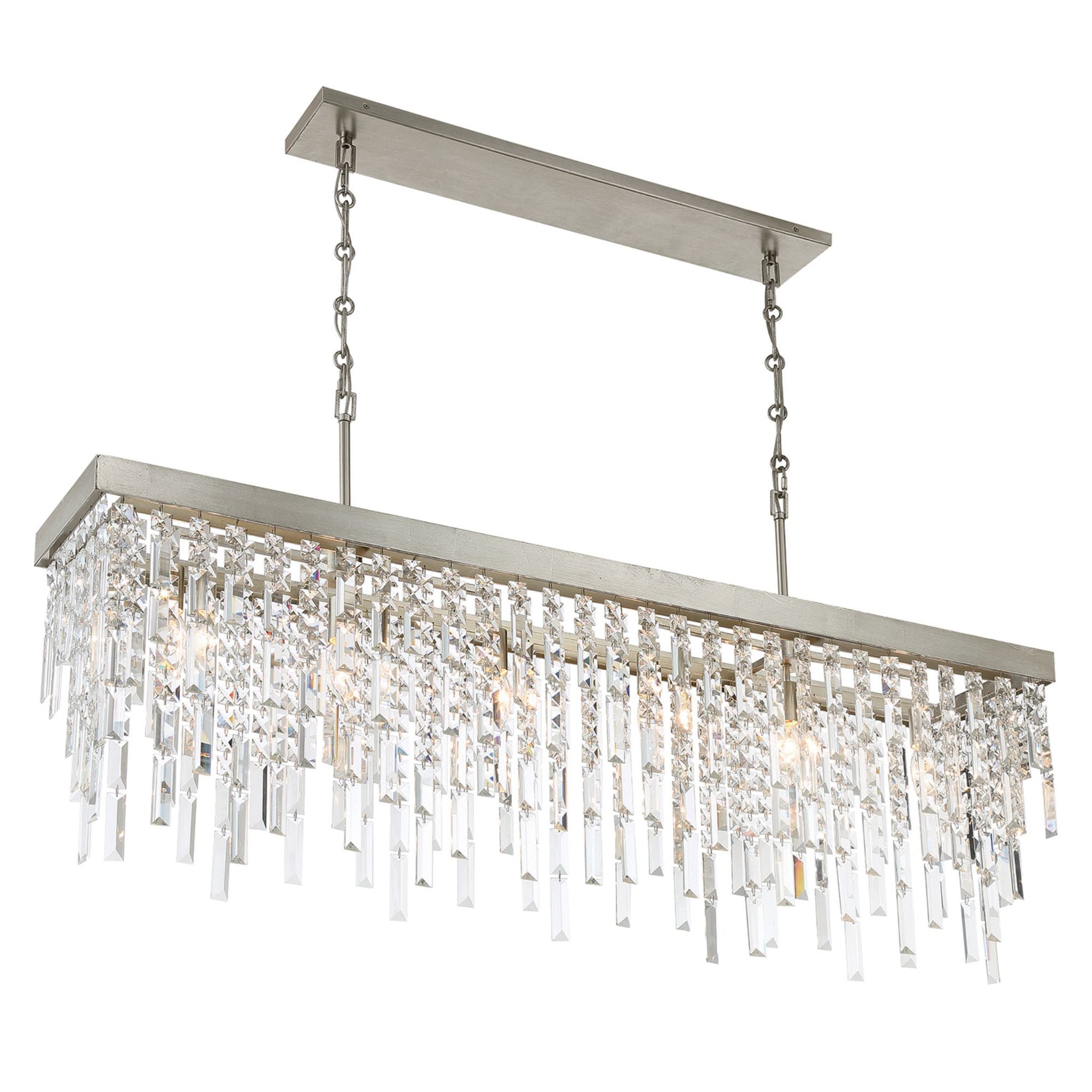 Winfield 49'' Antique Silver Linear Chandelier Silver 49"W x 24.5"H x 9"D