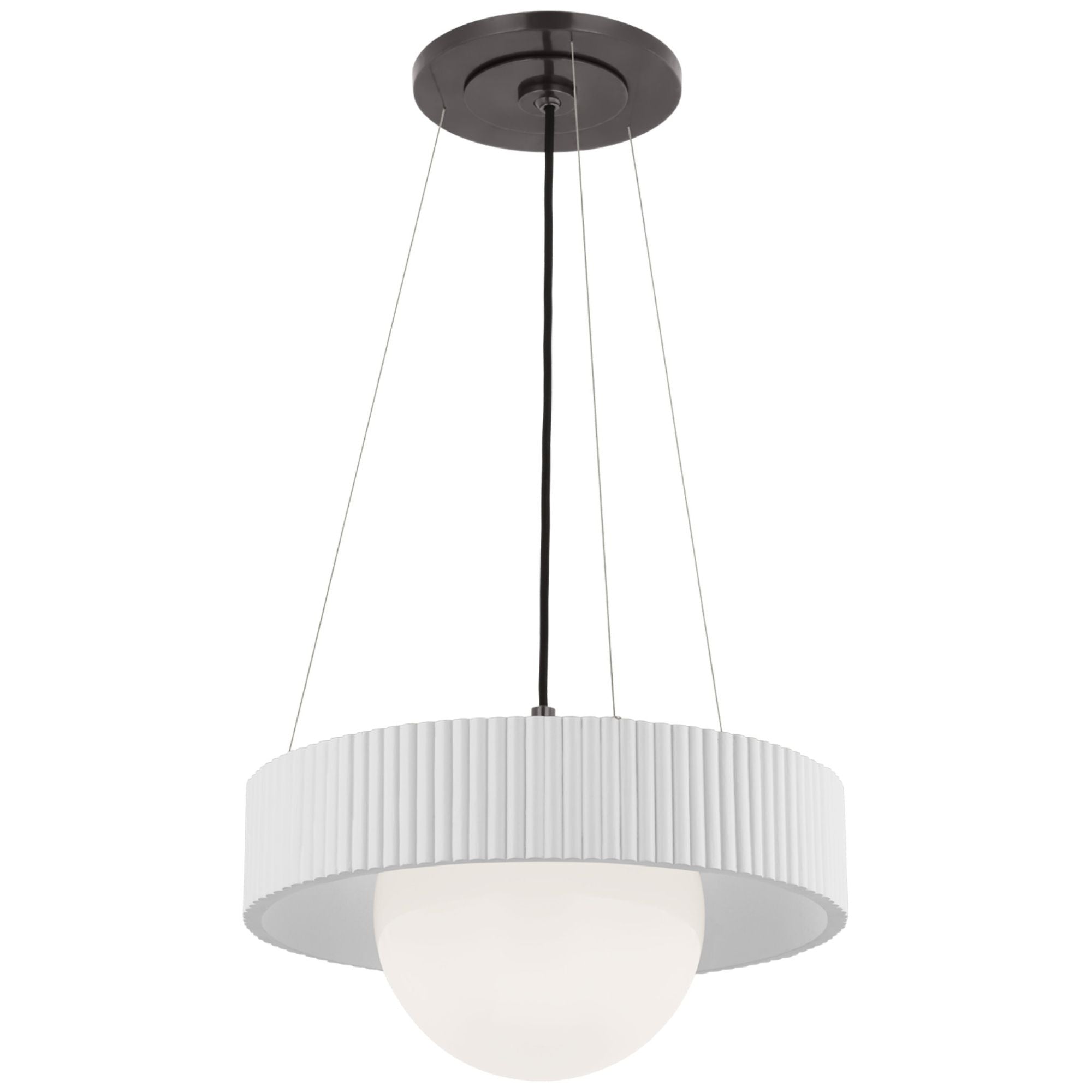 Windsor Smith Arena 18" Ring and Globe Chandelier in Bronze and Matte White with White Glass Ceiling Light W18"