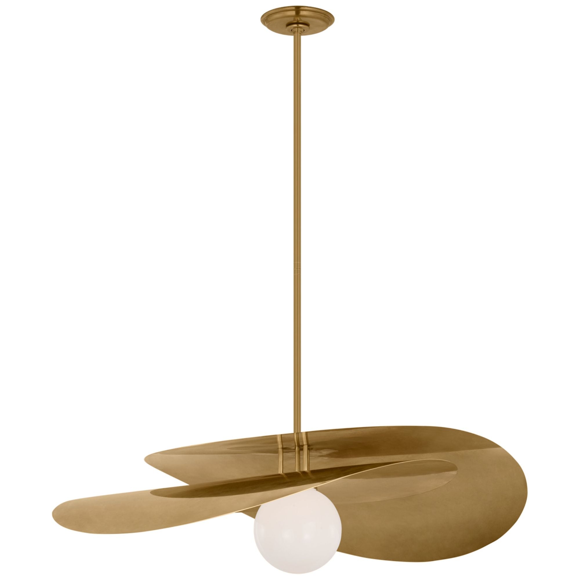 Windsor Smith Mahalo 32" Tiered Pendant in Hand-Rubbed Antique Brass with White Glass Ceiling Light W32"