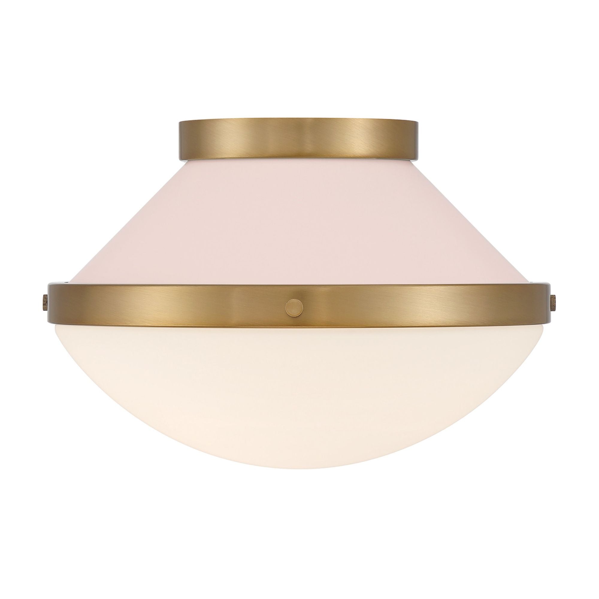 Xander 1 Light Vibrant Gold + Blush Flush Mount Etched Opal Shade 12.25"W x 8.25"H x 12.25"D