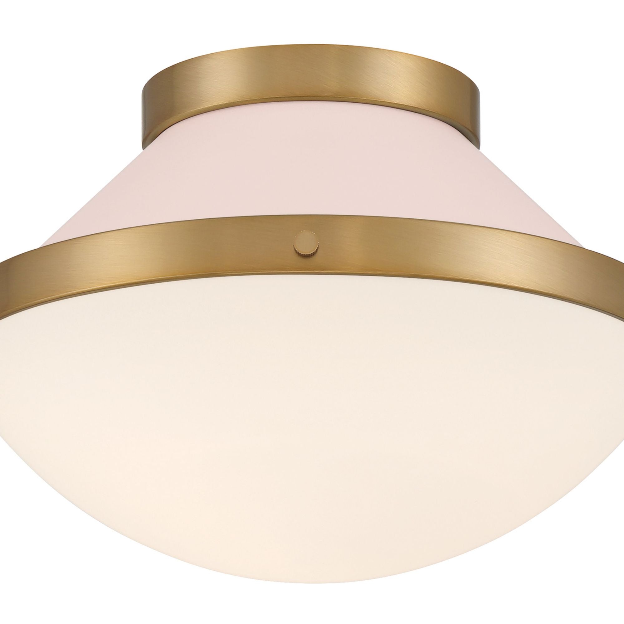Xander 1 Light Vibrant Gold + Blush Flush Mount Etched Opal Shade 12.25"W x 8.25"H x 12.25"D