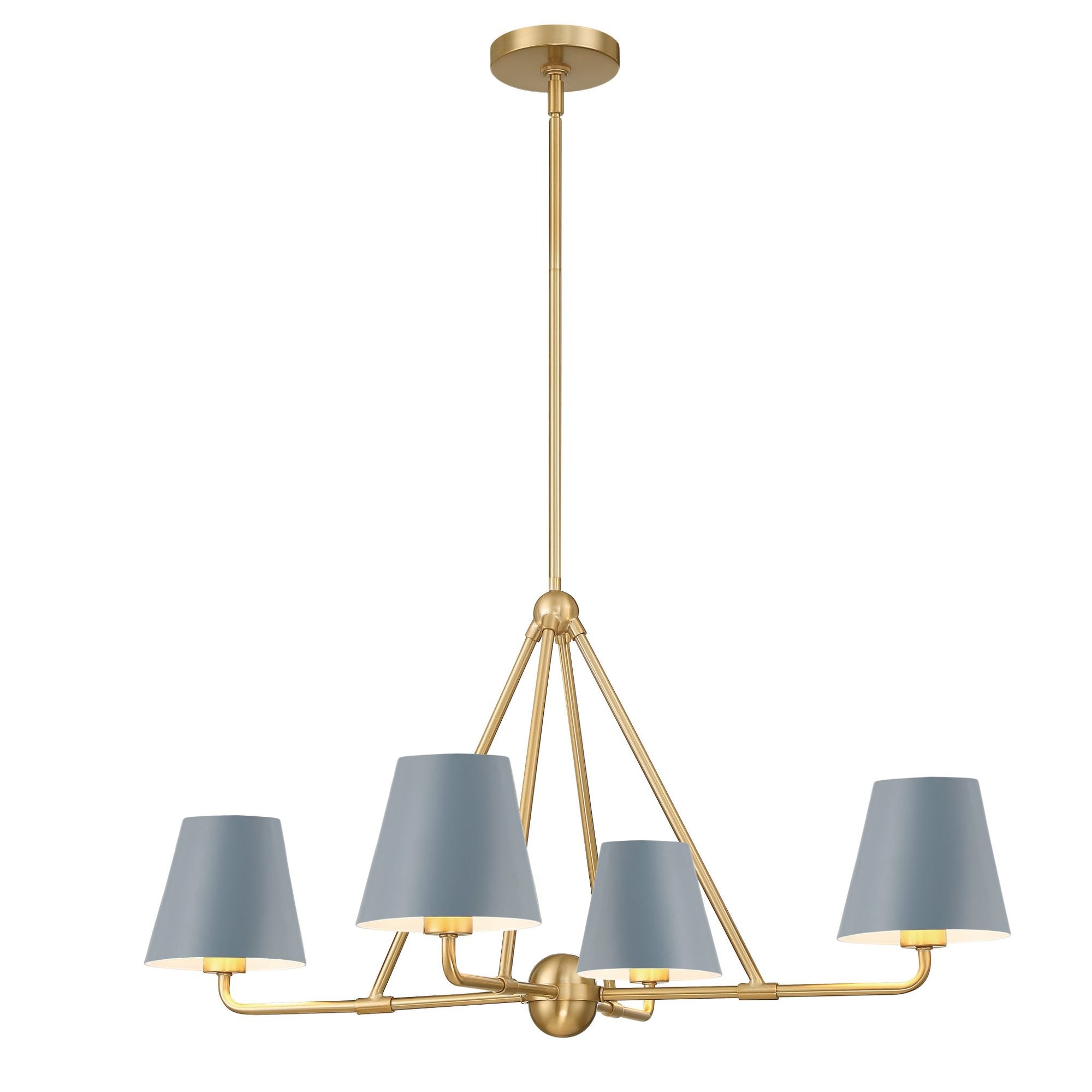 Xavier 4 Light Vibrant Gold + Blue Chandelier Steel Shade 31.75"W x 17"H x 31.75"D