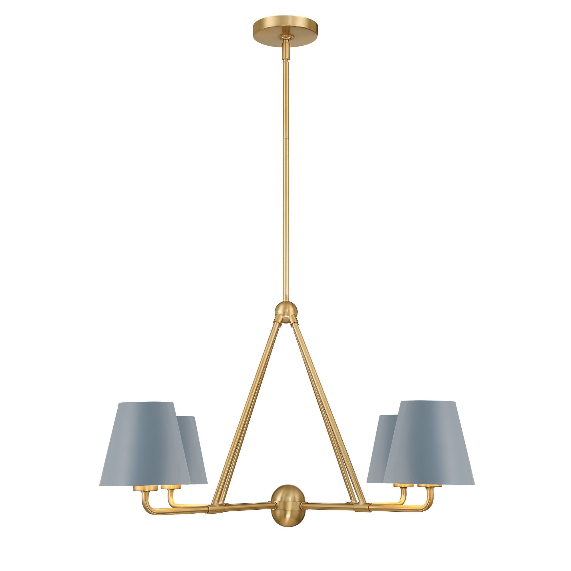 Xavier 4 Light Vibrant Gold + Blue Chandelier Steel Shade 31.75"W x 17"H x 31.75"D