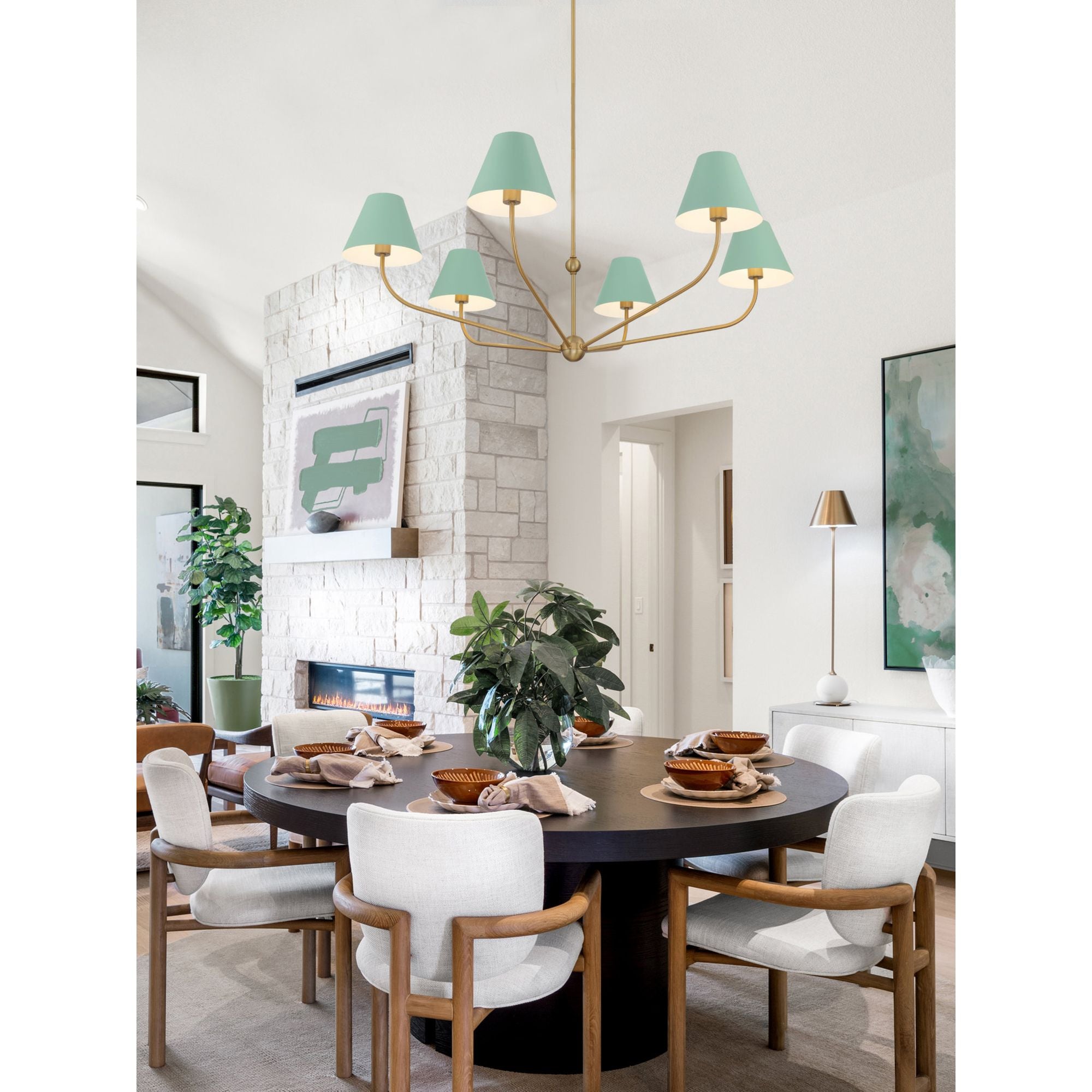 Xavier 48'' Vibrant Gold + Green Chandelier Green 48"W x 16.5"H x 48"D