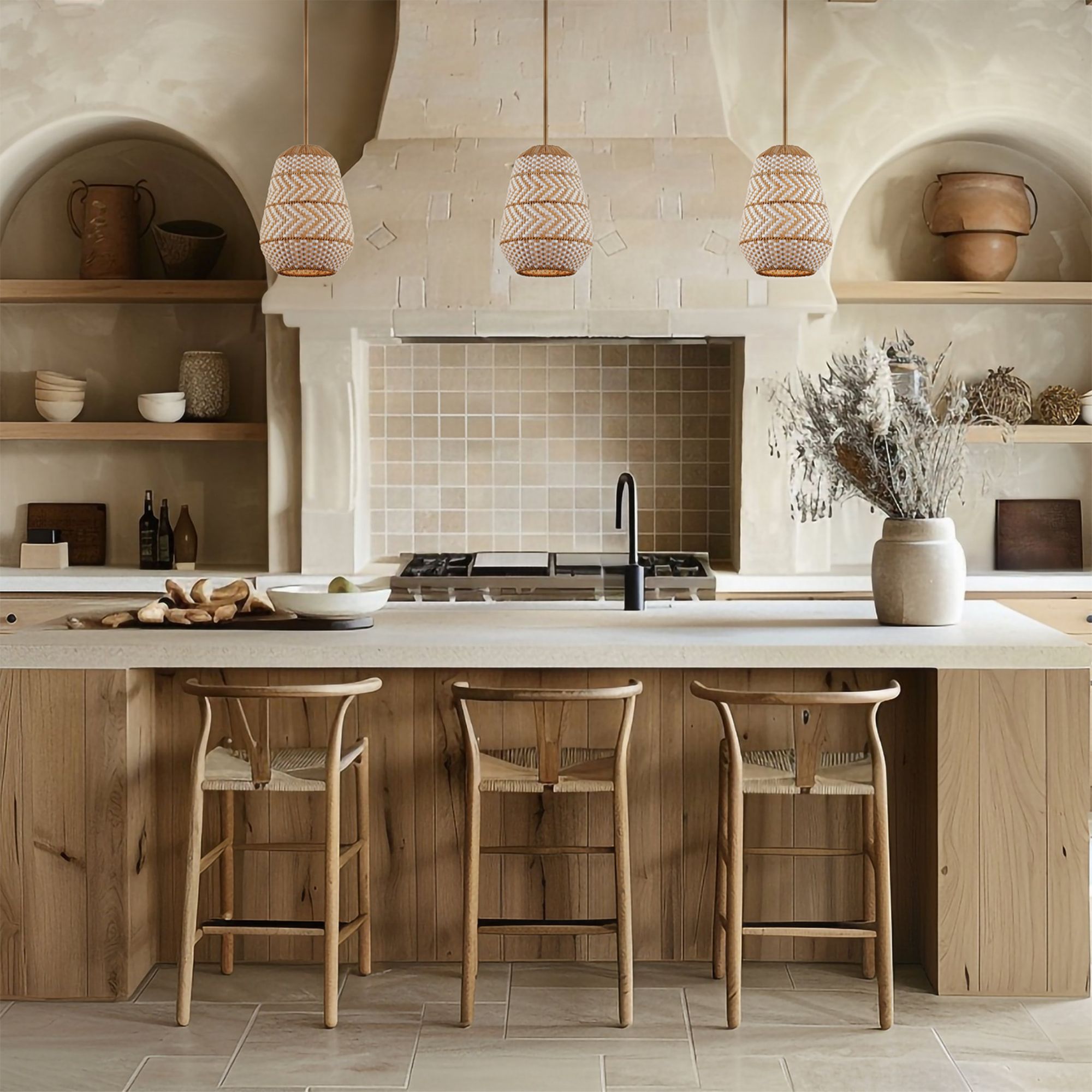 Zanzibar 10'' Soft Gold Pendant Tan 10"W x 14"H x 10"D