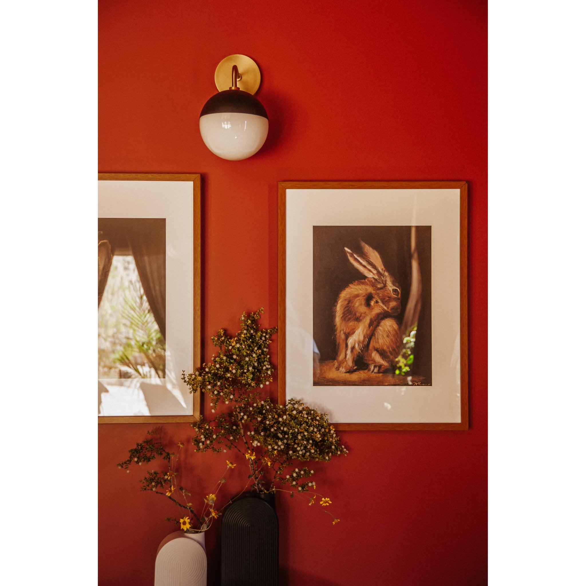 Renee 1-Light Wall Sconce in Aged Brass/Black 5.25L x 6.75W x 11.75H