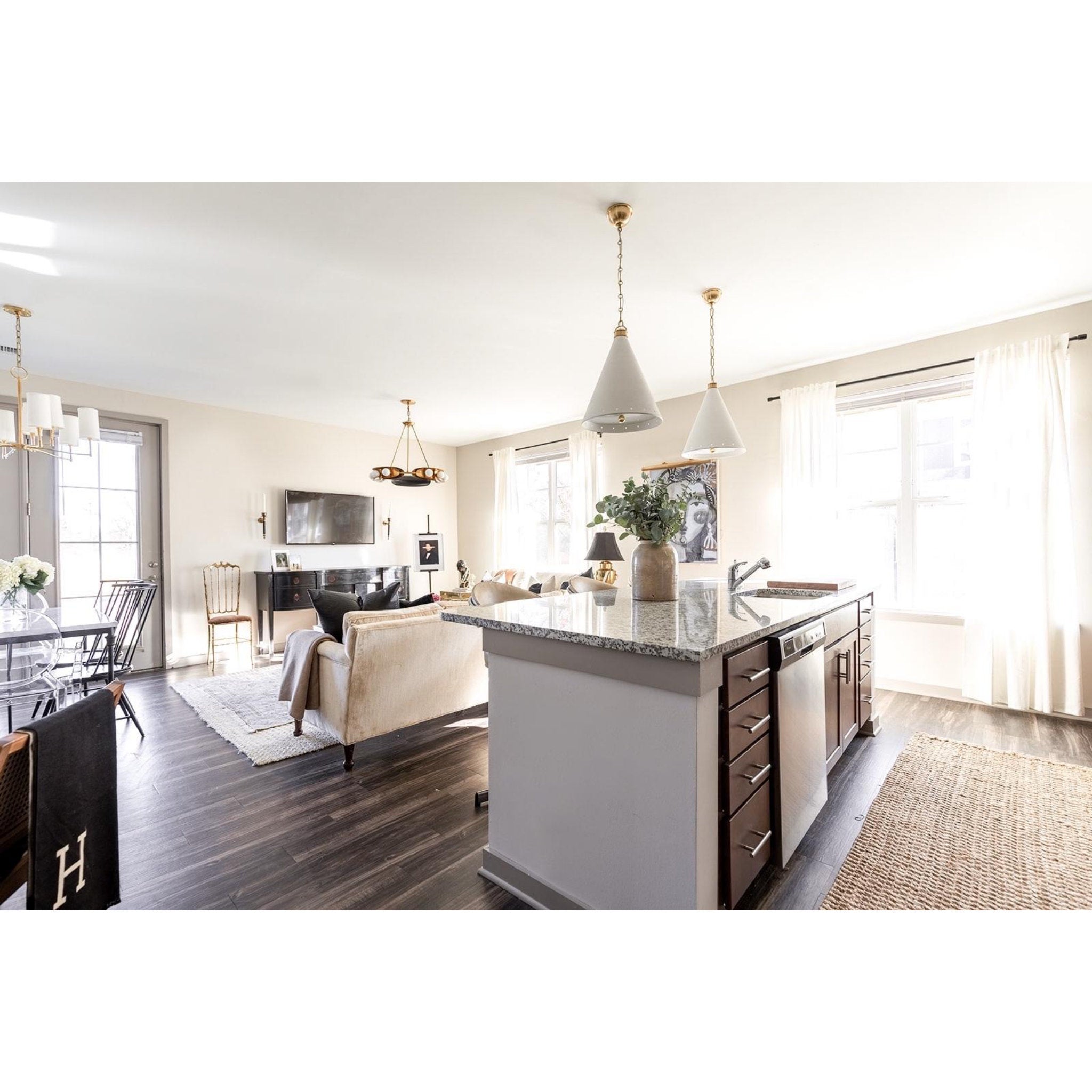 Plaster No.1 1-Light Pendant in Aged Brass/White Plaster by Mark D. Sikes 15L x 15W x 19H