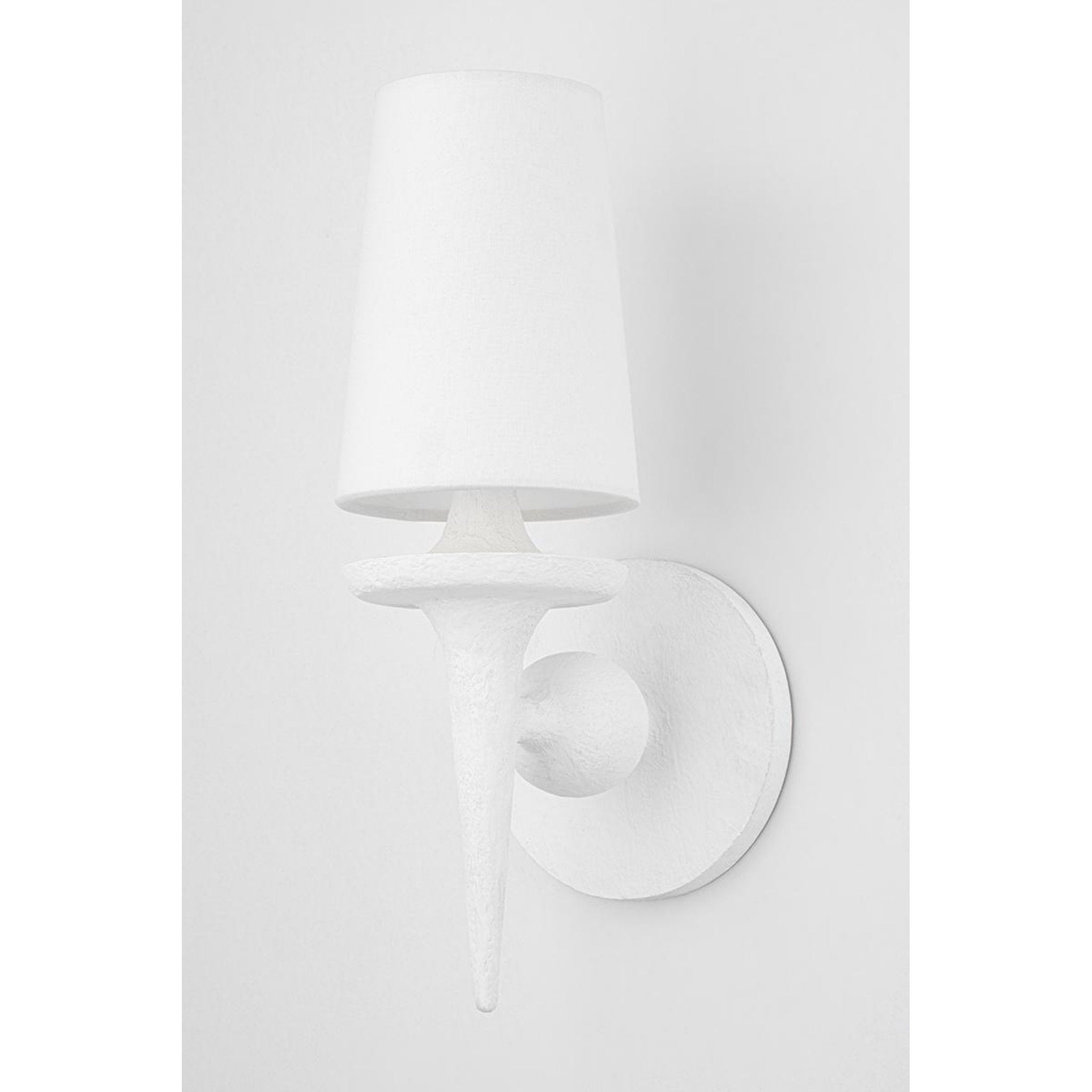 Torch 1-Light Wall Sconce in White Plaster 6L x 6W x 15.5H