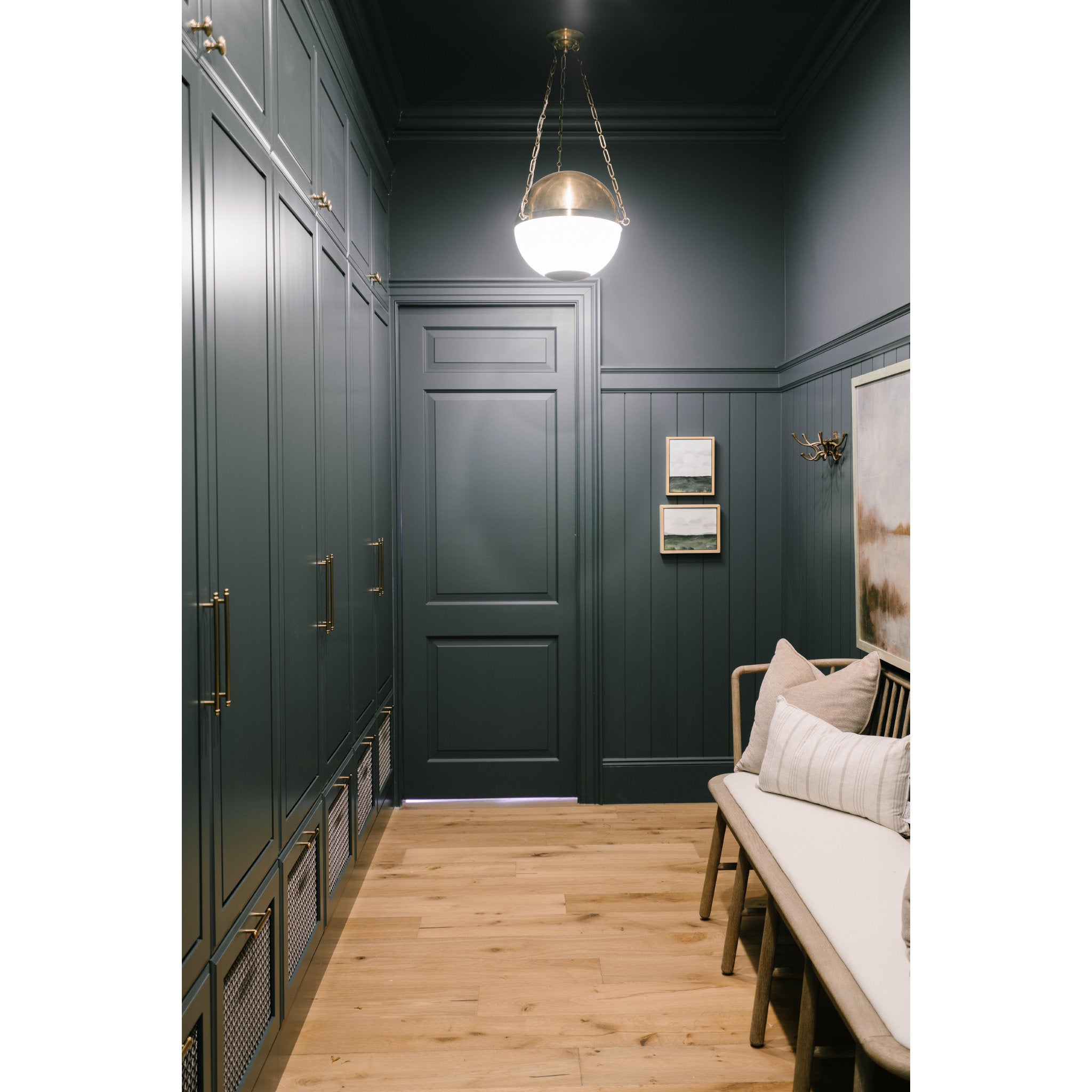 Sphere No.2 3-Light Pendant in Aged Brass by Mark D. Sikes 20.5L x 20.5W x 17H