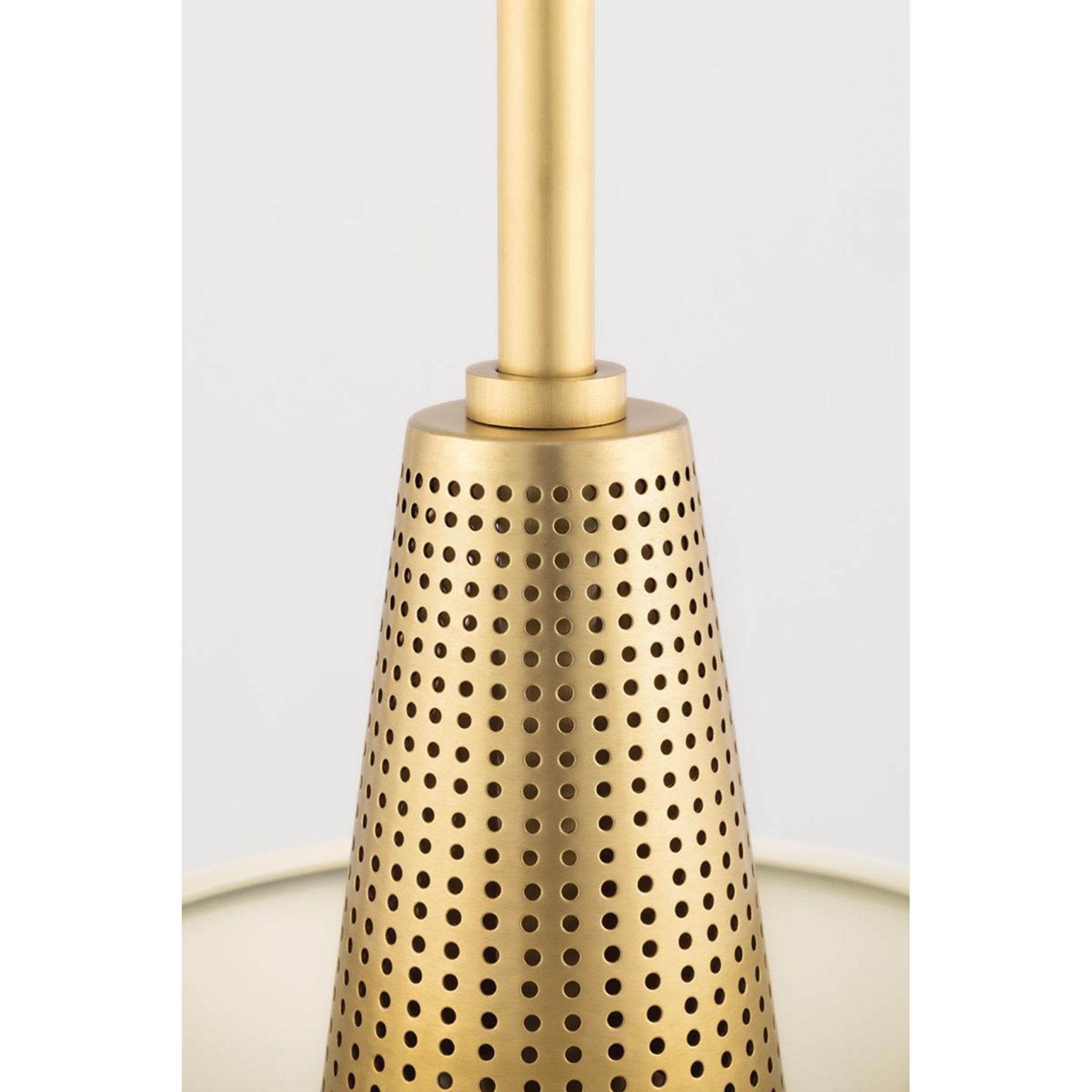 Kiki 1-Light Pendant in Aged Brass/Cream 18L x 18W x 15.25H