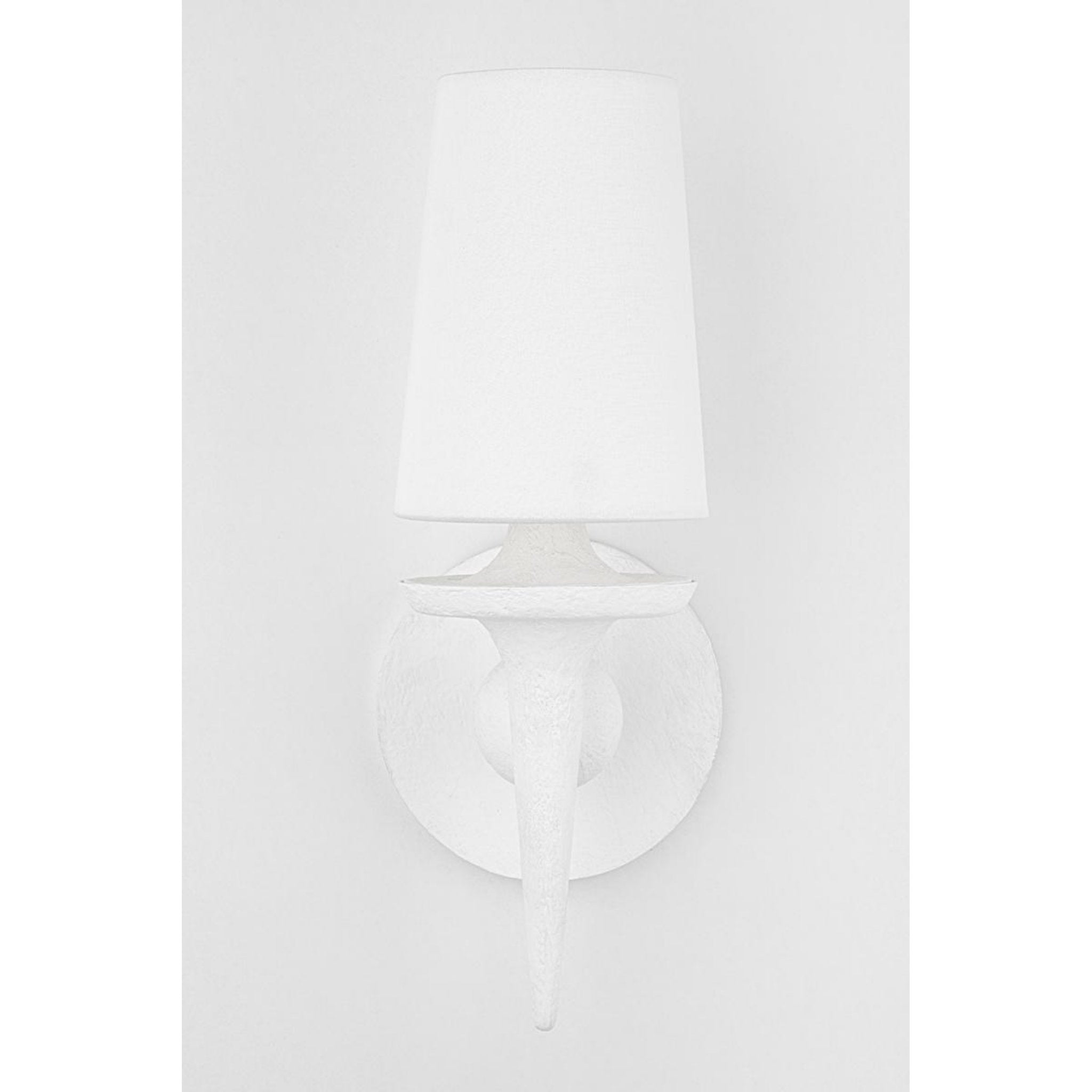 Torch 1-Light Wall Sconce in White Plaster 6L x 6W x 15.5H