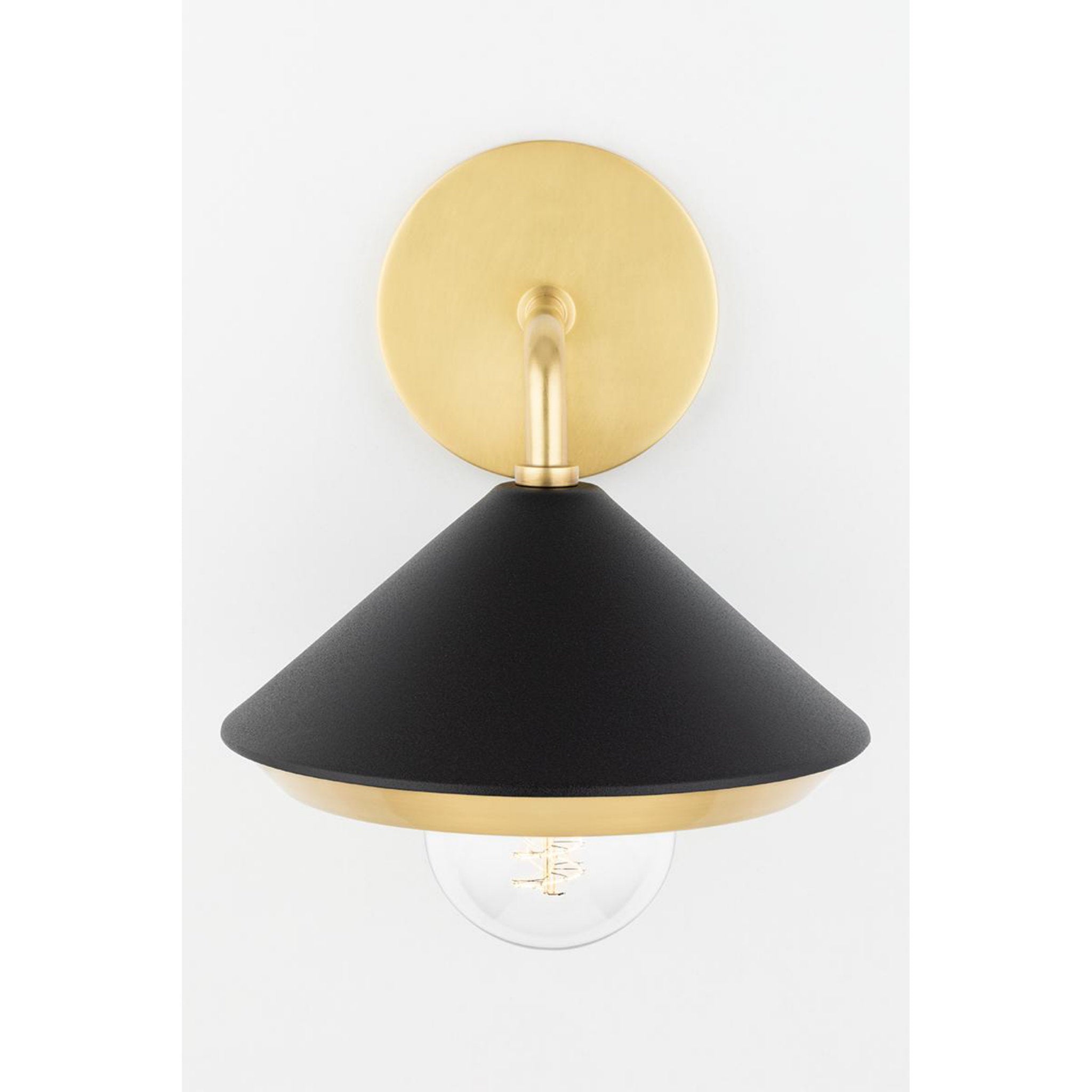 Marnie 1-Light Wall Sconce in Aged Brass/Black 8.5L x 8.5W x 10.5H