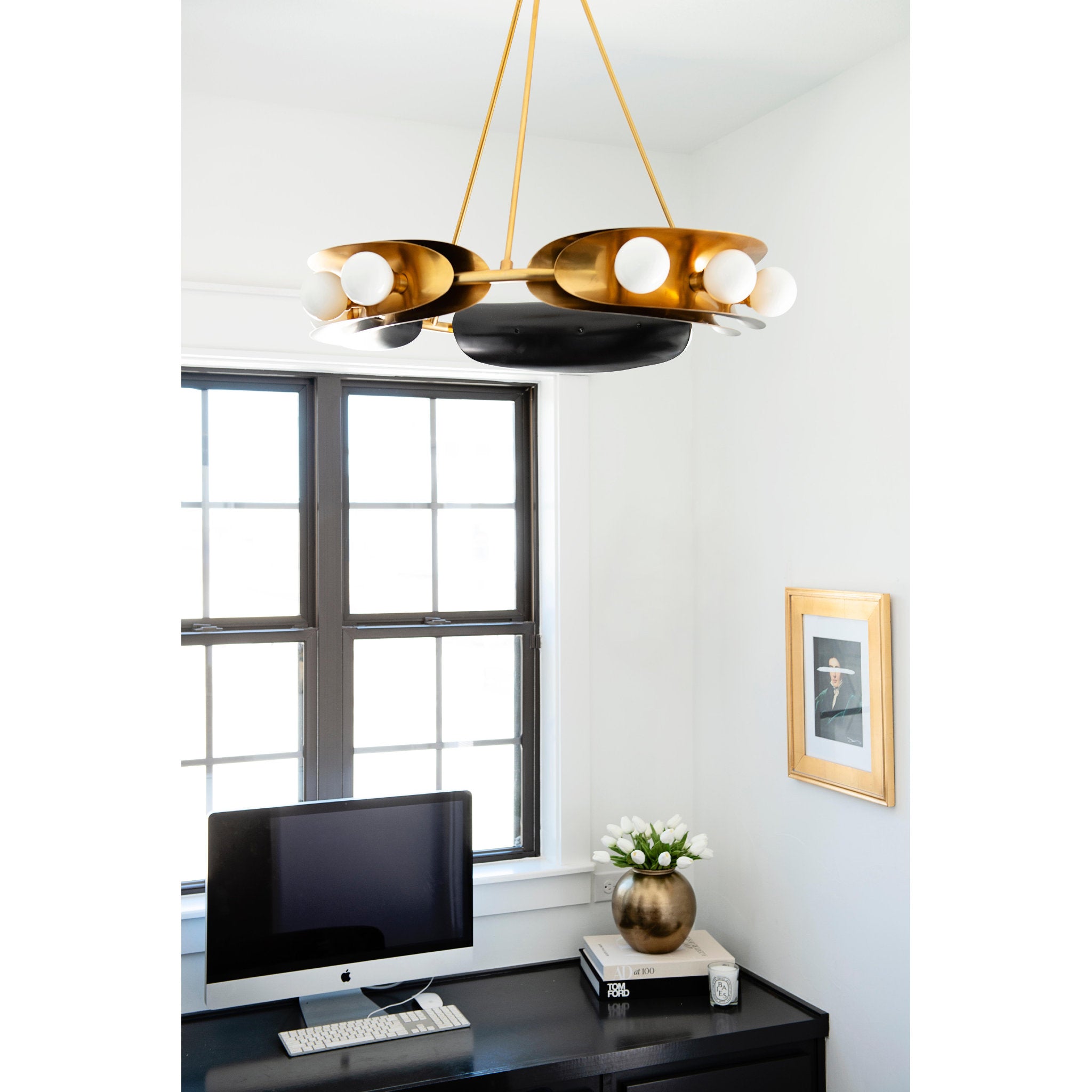 Hopper 9-Light Chandelier in Vintage Brass/Black Brass 32L x 32W x 25H