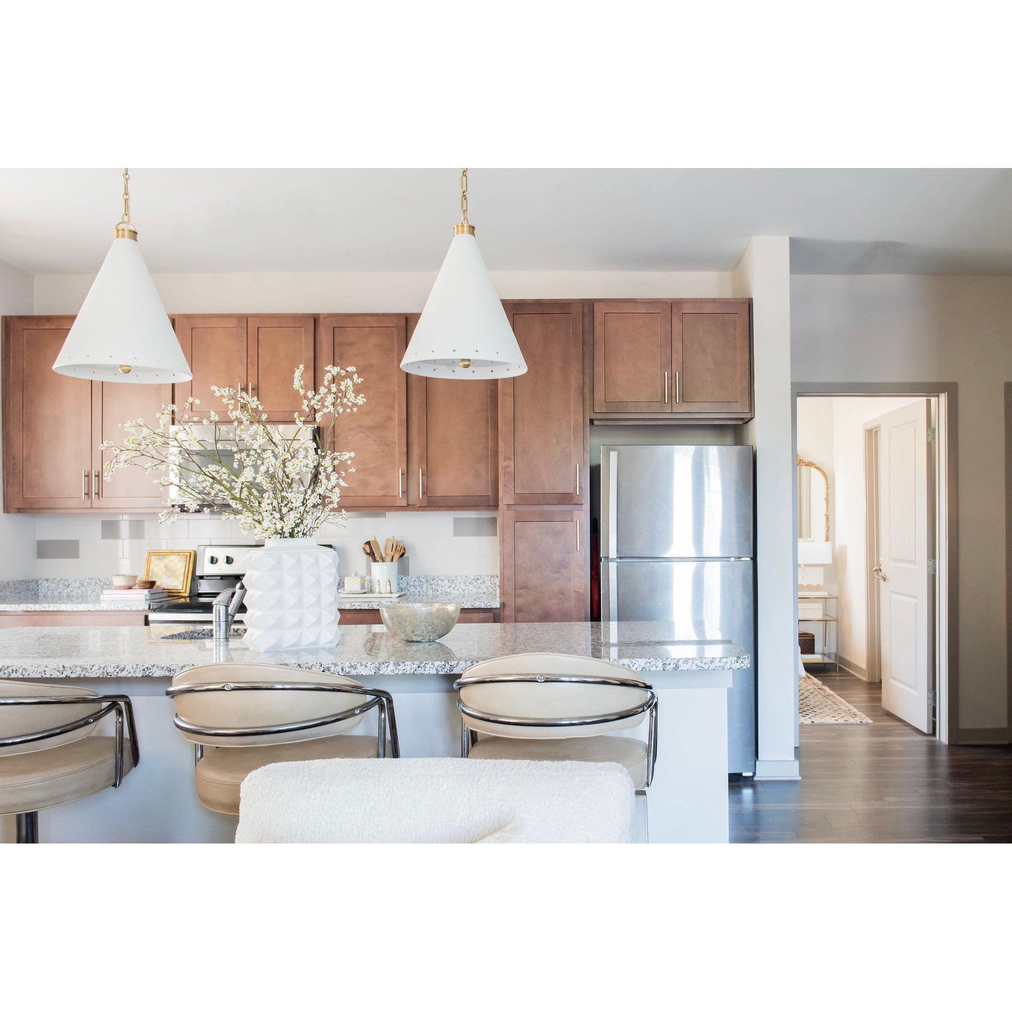Plaster No.1 1-Light Pendant in Aged Brass/White Plaster by Mark D. Sikes 15L x 15W x 19H