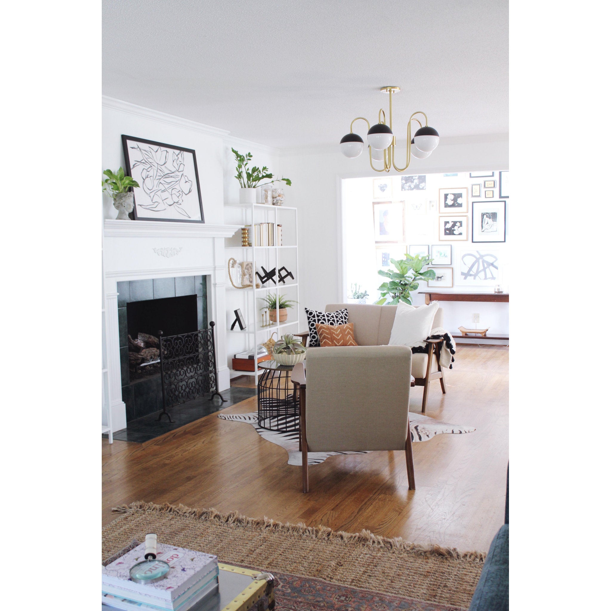 Renee 5-Light Chandelier in Aged Brass/Black 14L x 28W x 15.5H