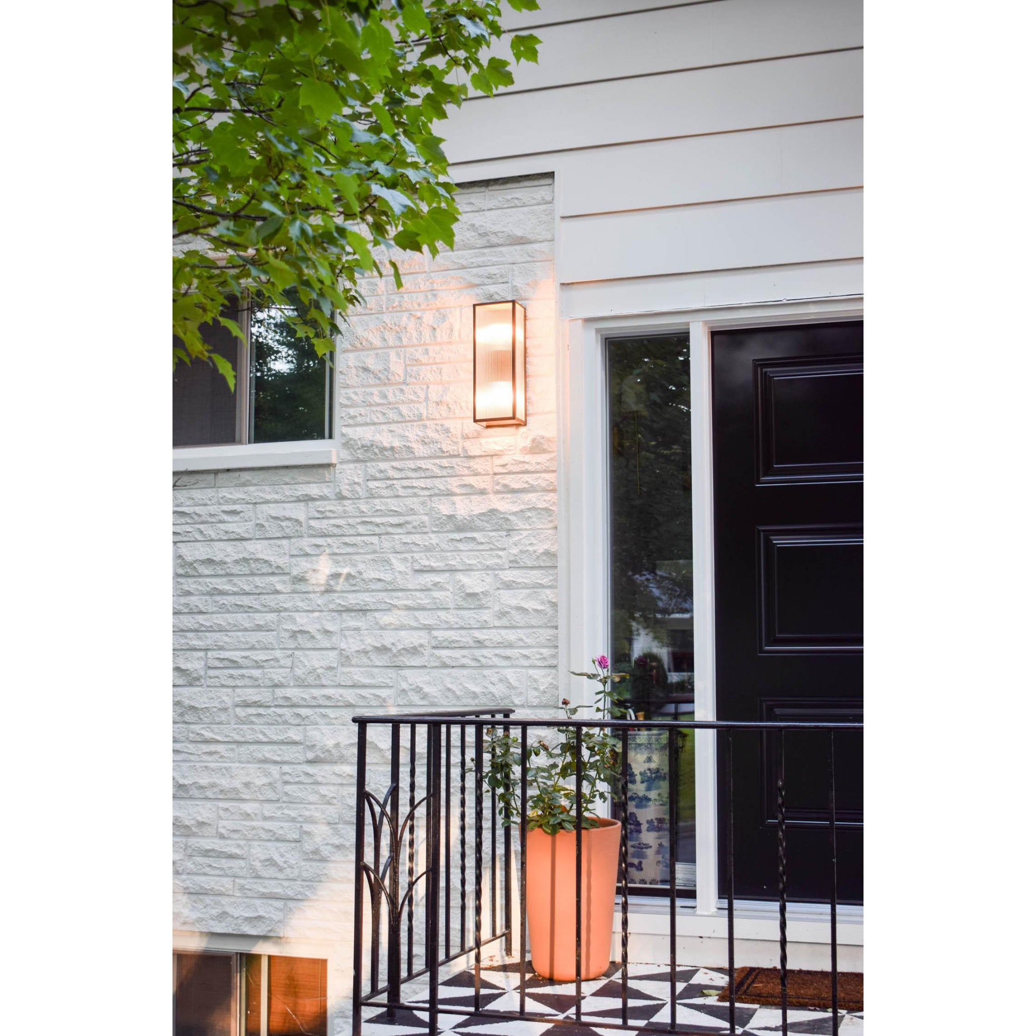 Tisoni Wall Sconce 2-Light Outdoor LED in French Iron 6.5L x 6.5W x 17.5H