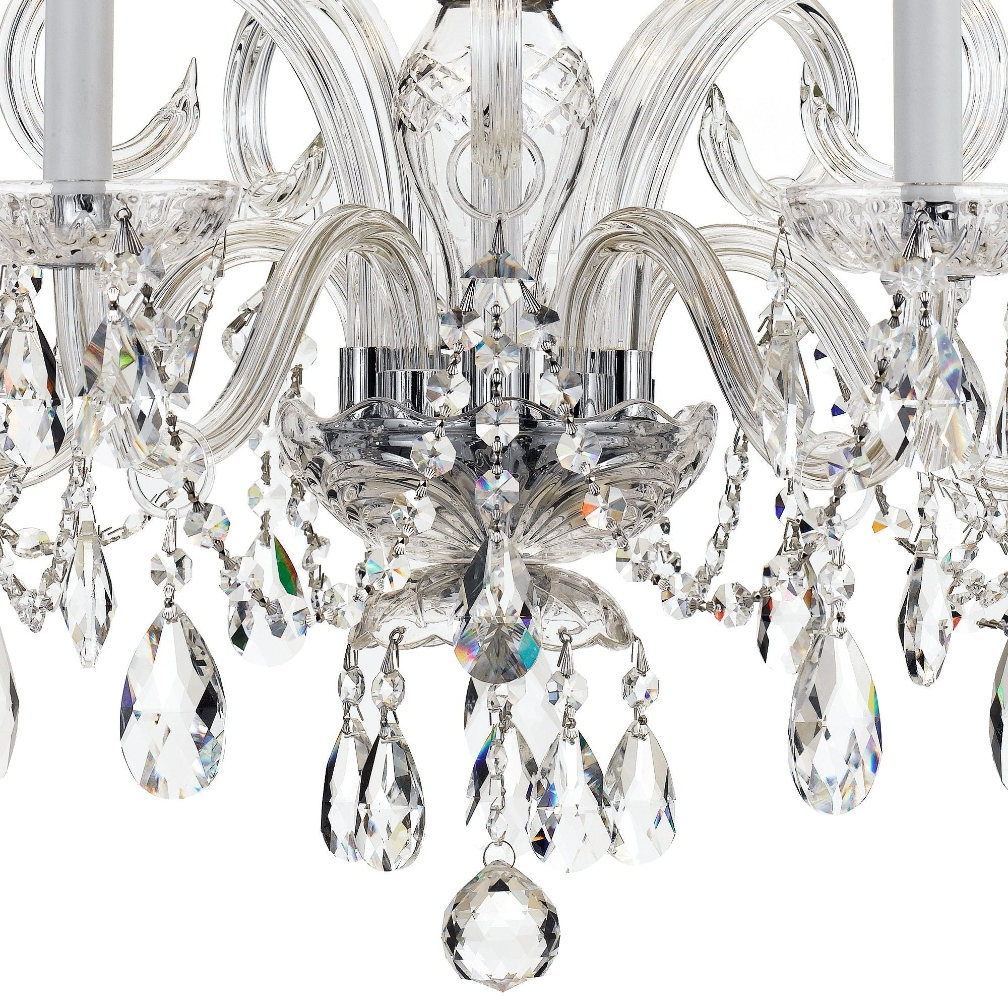 Traditional Crystal 5 Light Hand Cut Crystal Polished Chrome Chandelier Hand Cut Crystal 22"W x 21"H x 22"D