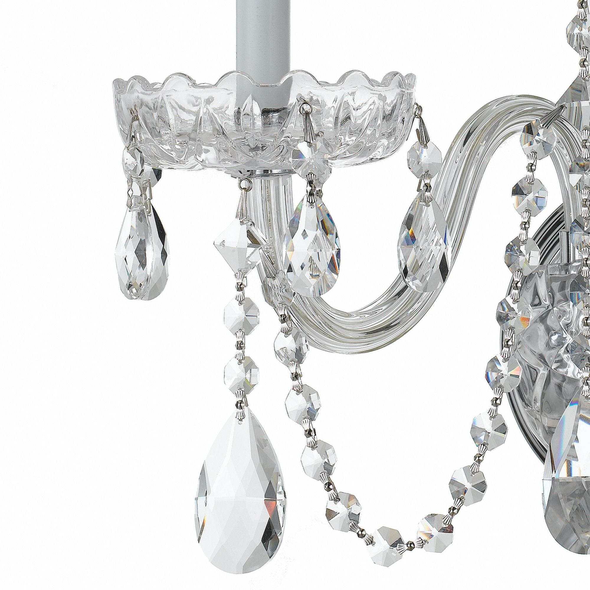 Traditional Crystal 15'' Hand Cut Crystal Polished Chrome Sconce Silver 15"W x 16"H x 8"D