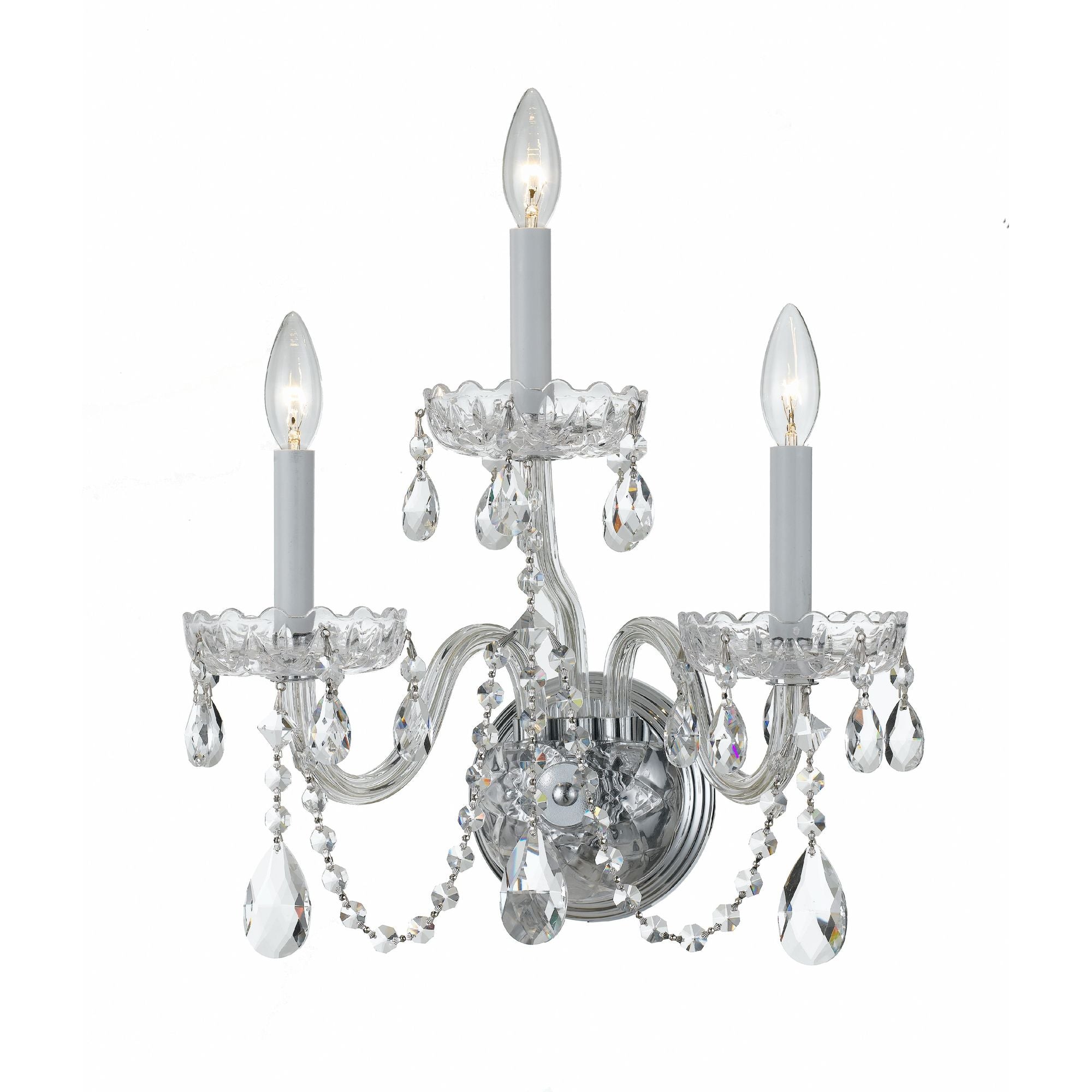 Traditional Crystal 15'' Hand Cut Crystal Polished Chrome Sconce Silver 15"W x 16"H x 8"D